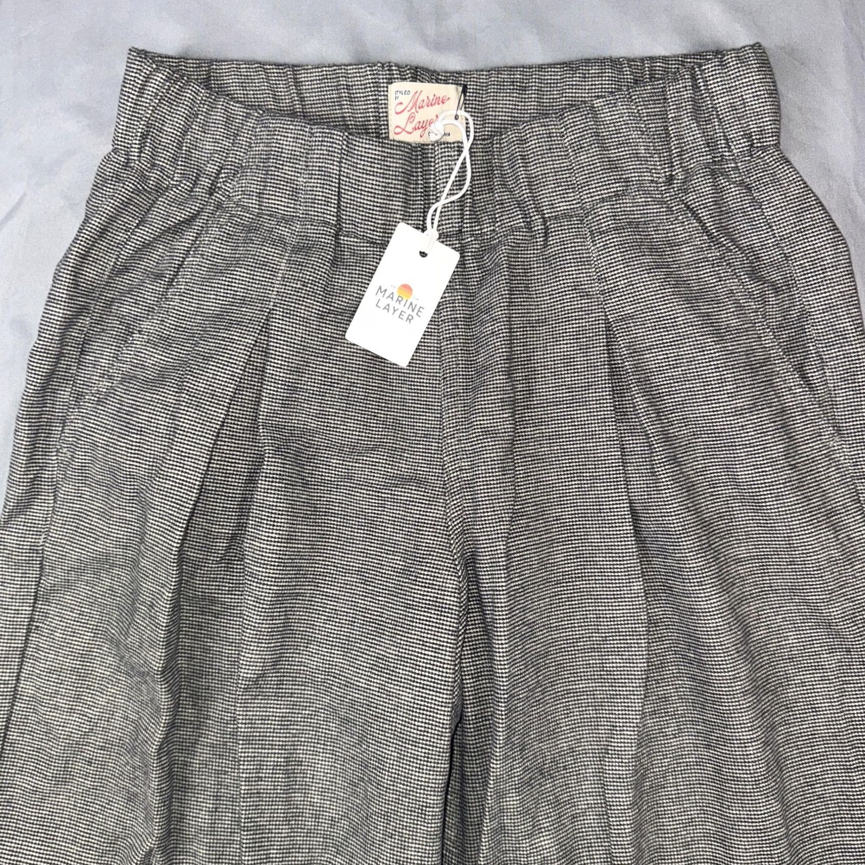 Marine Layer Marine Layer Pants Womens Small Gray Check Twill Pull On Pleated Wide Leg Size 28" / US 6 / IT 42 - 5 Thumbnail