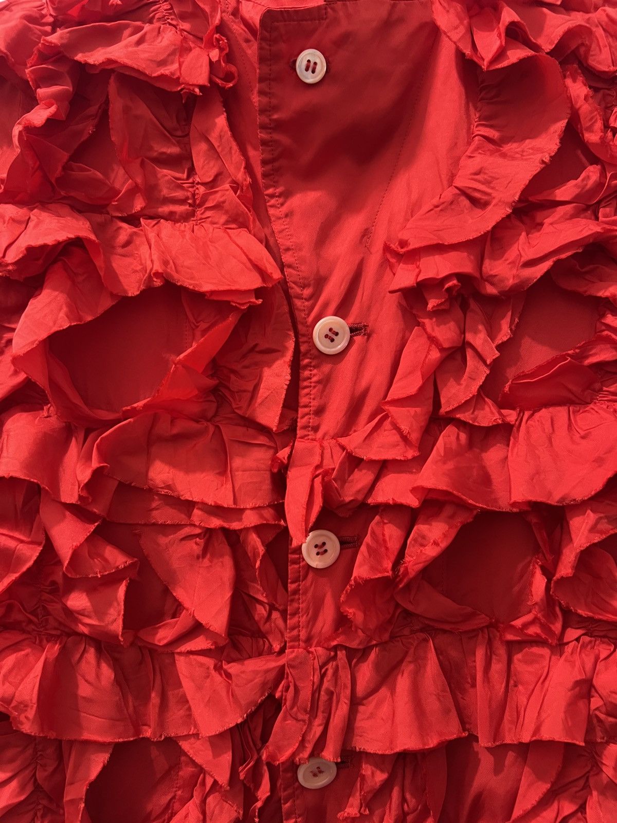Comme des Garcons Comme des Garçons - AD2014 Red Ruffled Shirt Size S / US 4 / IT 40 - 6 Thumbnail
