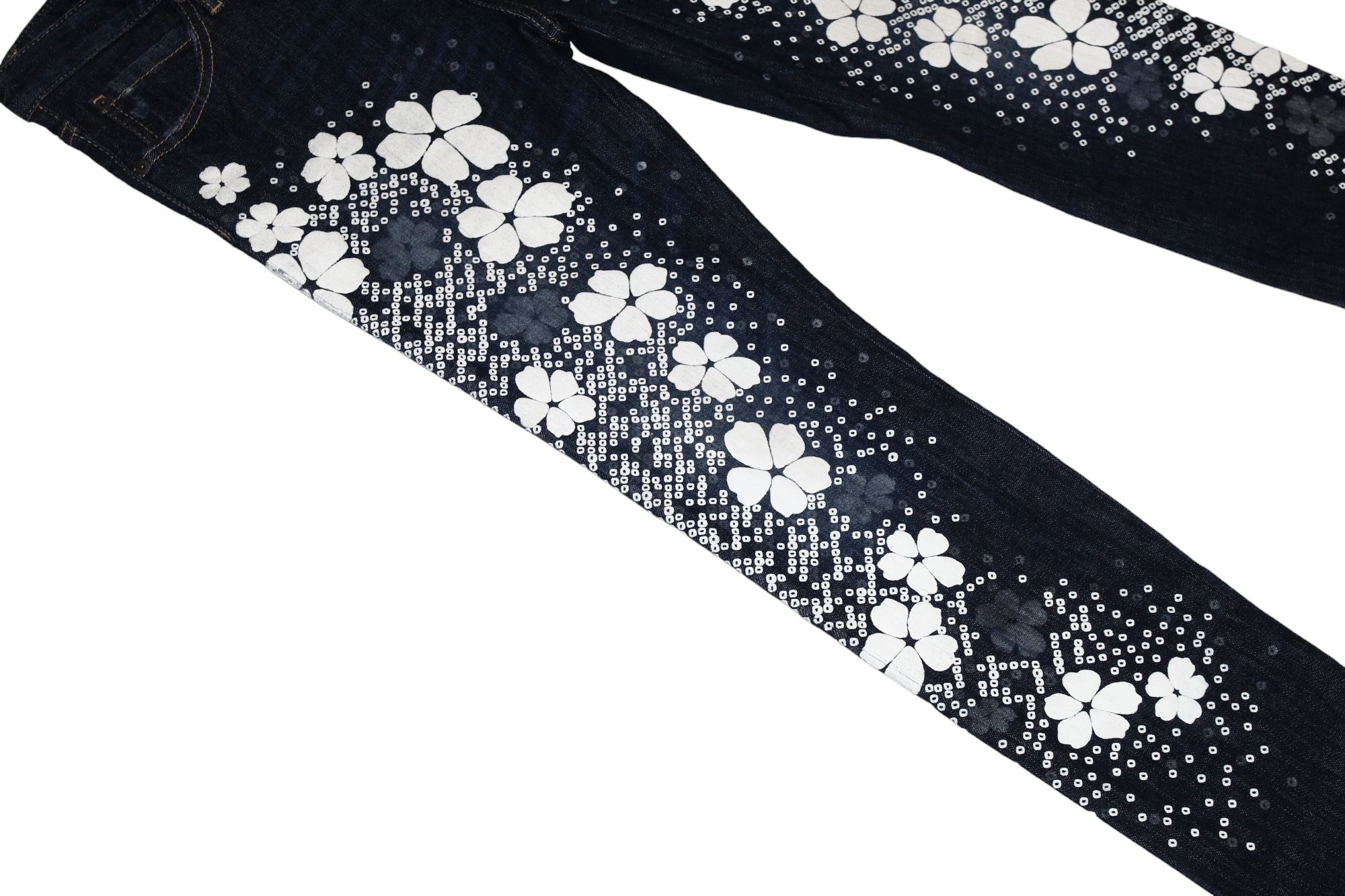 Dsquared2 Dsquared2 Skinny Tapered Floral Japanese Indigo Jeans Size US 32 / EU 48 - 5 Thumbnail