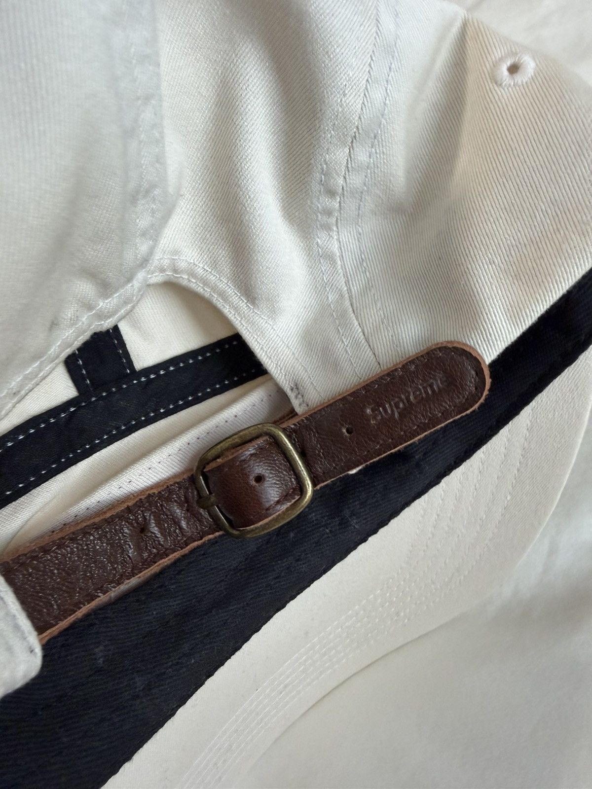 Supreme Supreme Camp Cap White Hat Leather Strap Size ONE SIZE - 3 Thumbnail