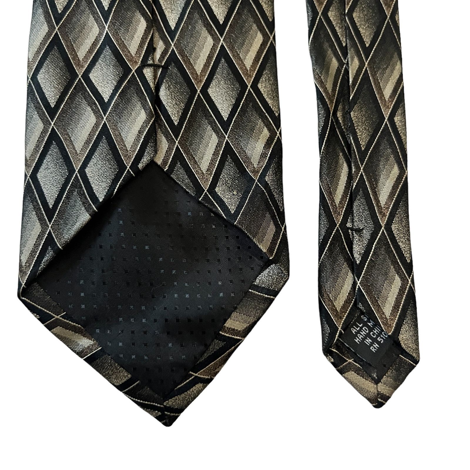 Croft & Barrow Croft & Barrow Black Gray Bronze Diamond Geometric Silk Tie Size ONE SIZE - 5 Thumbnail