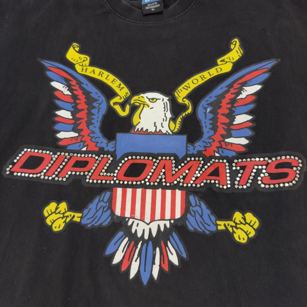 Vintage Harlem World Diplomats black cotton t-shirt #HipHop Size US XXL / EU 58 / 5 - 2 Thumbnail
