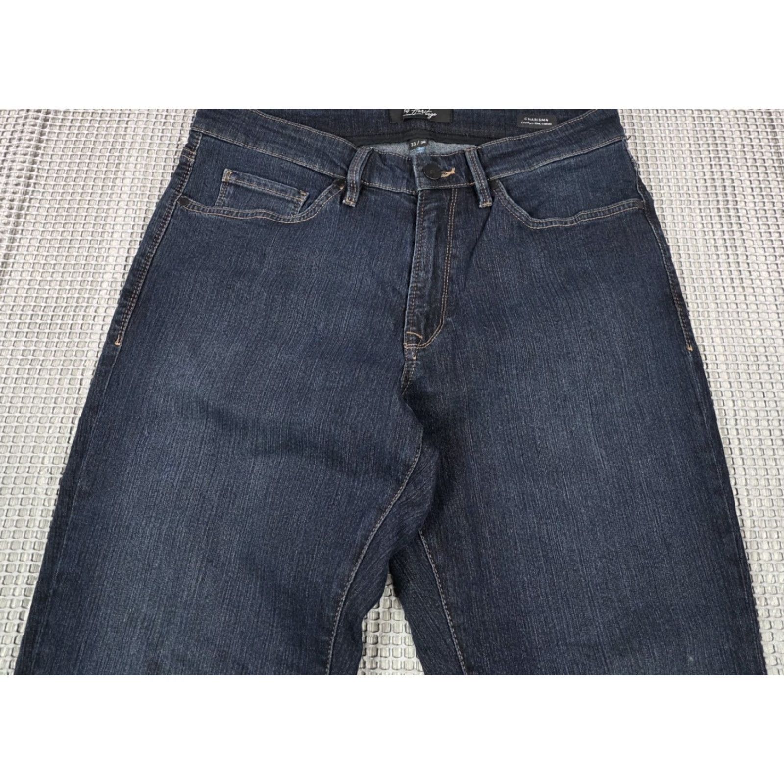 Vintage 34 Heritage Jeans Mens 34x36 Denim Blue Charisma Comfort-Rise Stretch Dark Wash Jeans City Logo Preppy 90s Mens Size US 34 / EU 50 - 3 Thumbnail