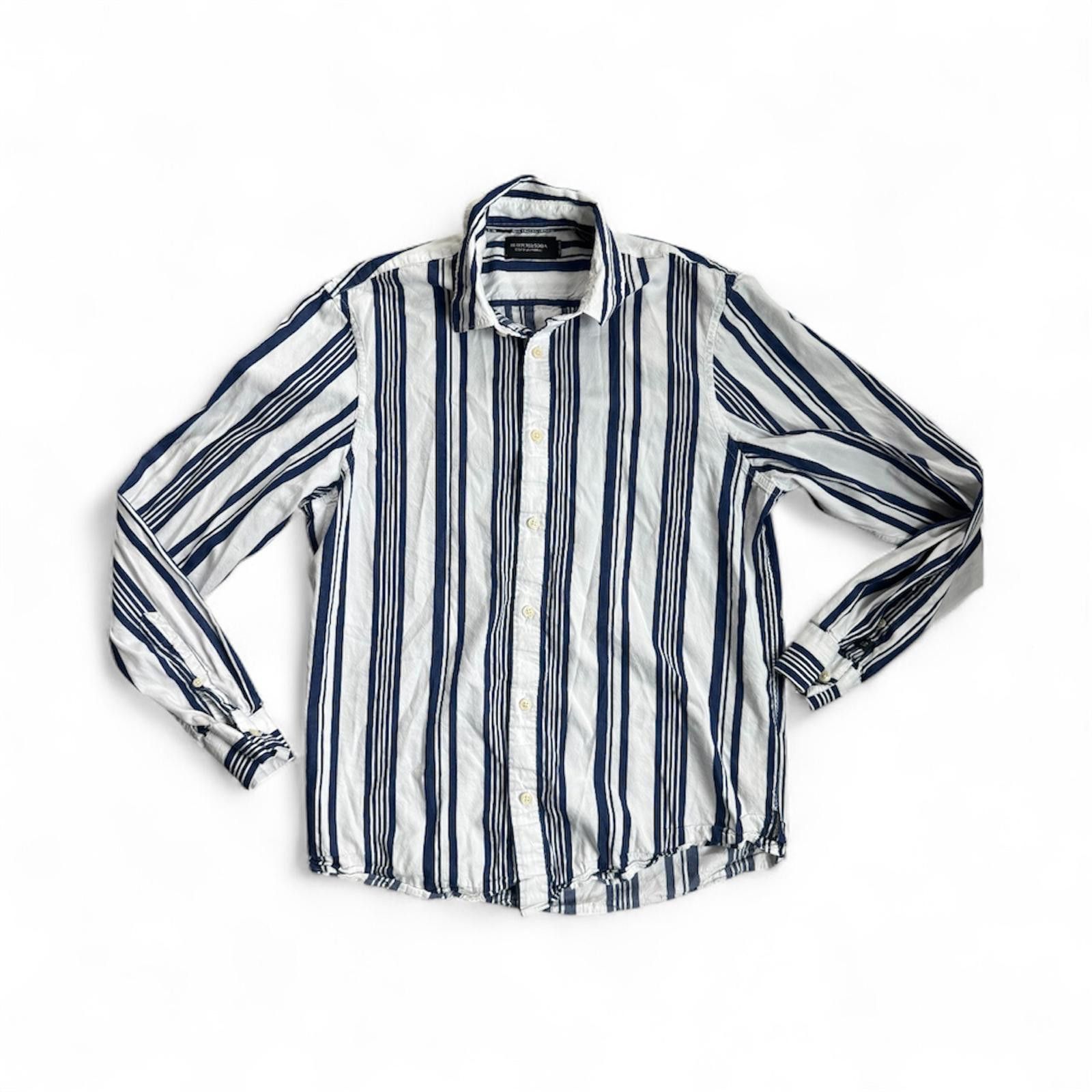 Scotch & Soda Scotch & Soda Men's Relaxed Fit Striped Casual Shirt Size M Size US M / EU 48-50 / 2 - 1 Thumbnail