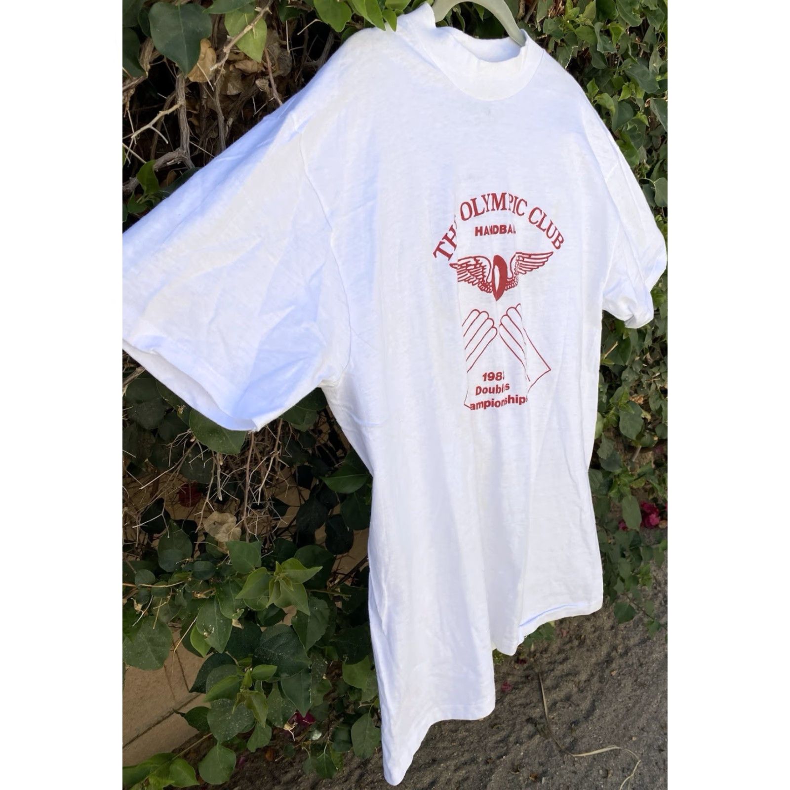 Hanes VINTAGE Hanes The Olympic Club Handball 1983 Doubles Championships T Shirt XL White 80s Mens Shirt Graphic Print Size US XL / EU 56 / 4 - 5 Thumbnail