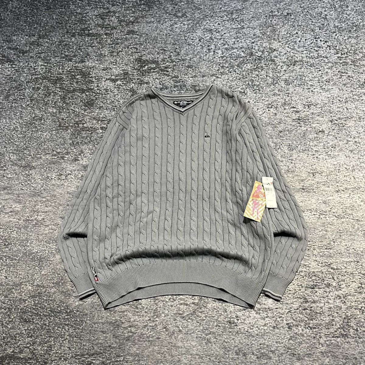 Quiksilver VINTAGE Y2K QUIKSILVER GRAY SURF SKATER CABLE KNIT SWEATER Size US XL / EU 56 / 4 - 1 Thumbnail