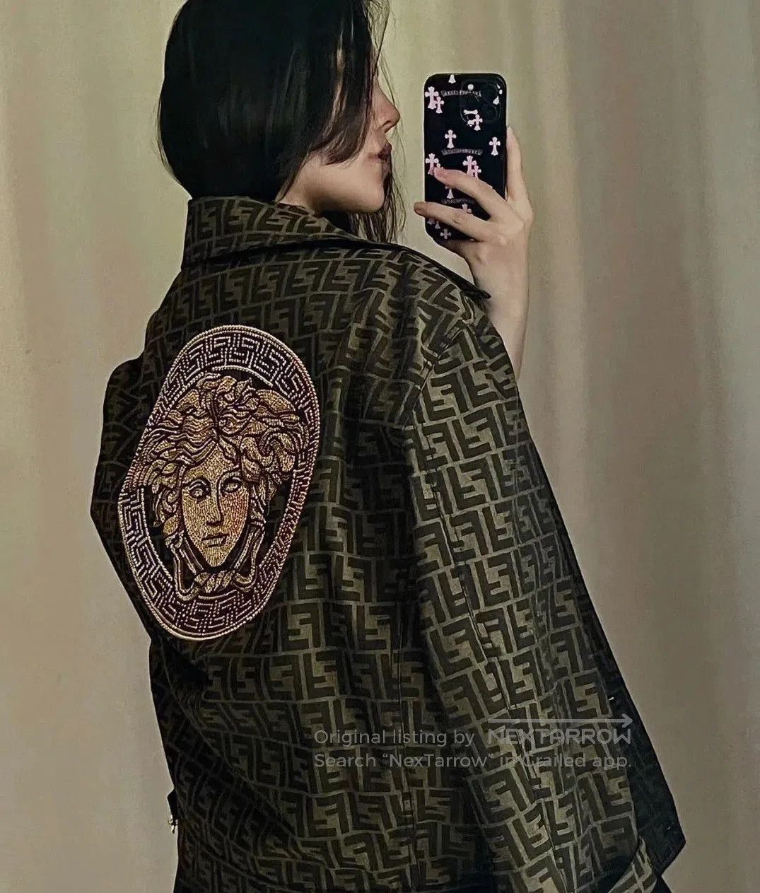 Fendi FENDACE Monogram Rhinestone Portrait Jacket. Size US L / EU 52-54 / 3 - 8 Thumbnail