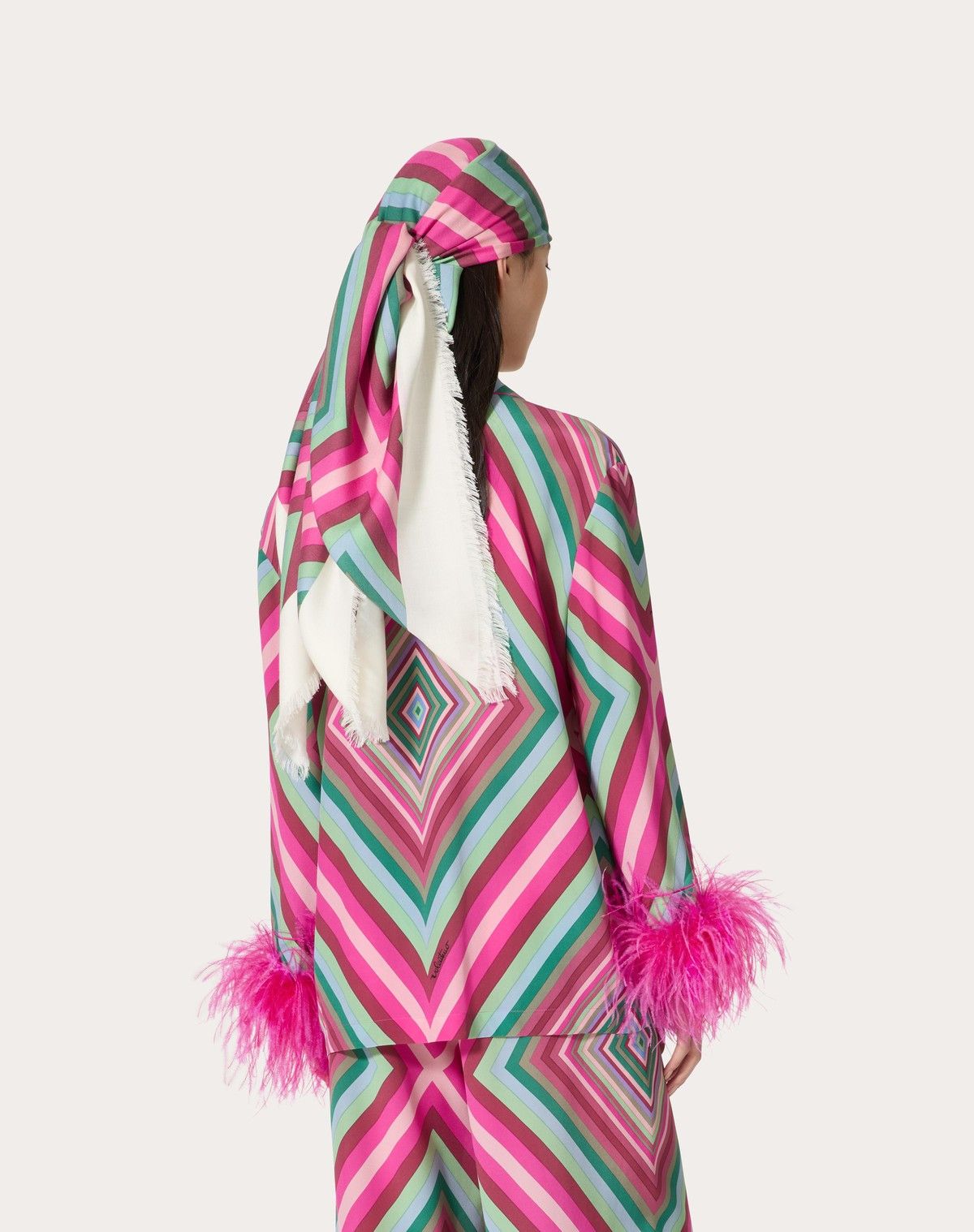 Valentino o1s1wg110525 Rhombus 75 Crepe De Chine Shirt in Multicolor Size XS / US 0-2 / IT 36-38 - 4 Thumbnail