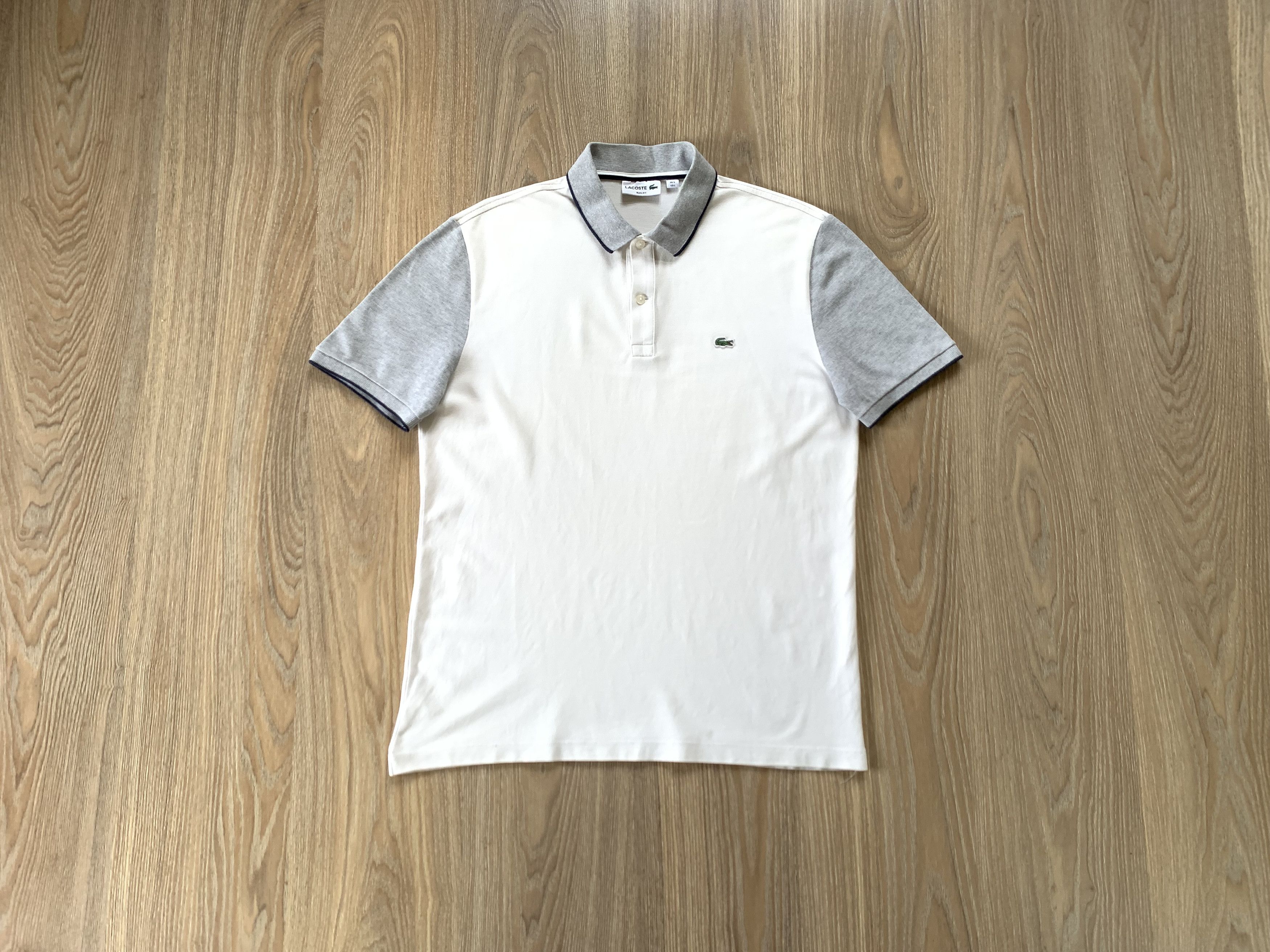 Lacoste × Vintage Vintage Lacoste Slim Fit White Grey Polo T Shirt Size US L / EU 52-54 / 3 - 10 Thumbnail