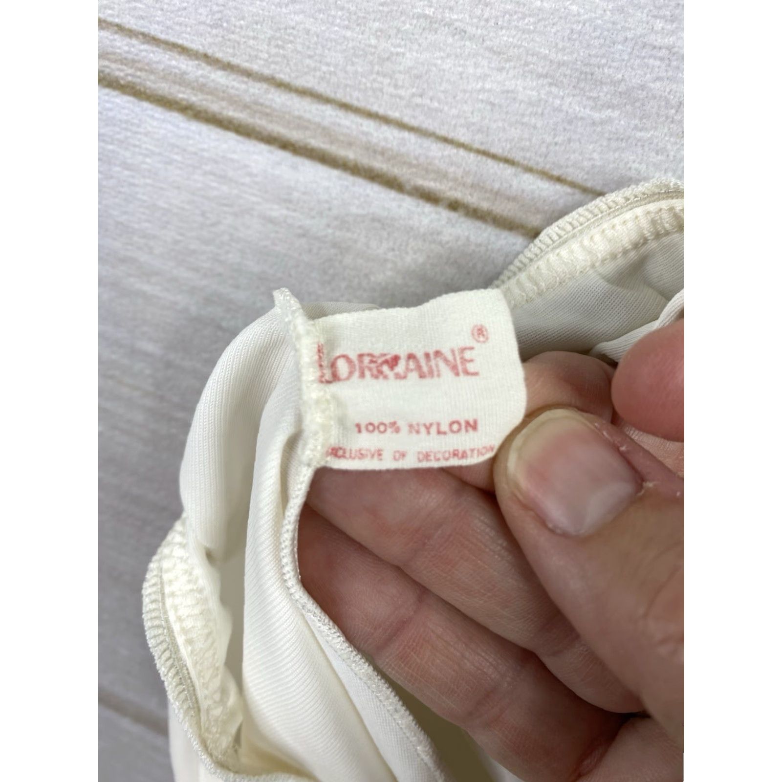 Vintage VINTAGE Lorraine Slip Shirt Ivory S Feminine Cottage Embroidered Lace Trim Long Size ONE SIZE - 6 Thumbnail
