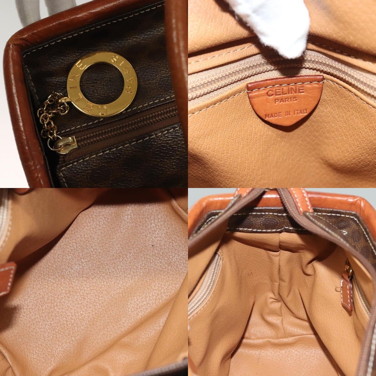 Celine CELINE Macadam Canvas Hand Bag Pvc Leather Brown Gold Size ONE SIZE - 11 Thumbnail