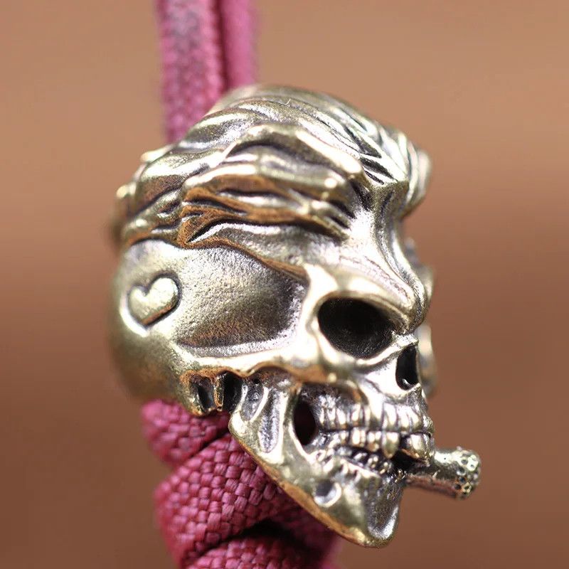 Handmade 3Pcs Smoking Skull Knife Beads Paracord Bead Zipper Umbrella Size ONE SIZE - 1 Thumbnail