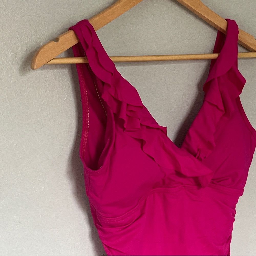 Polo Ralph Lauren Ralph Lauren Beach Club Ruffle Womens Swimsuit Pink Medium Size ONE SIZE - 4 Thumbnail
