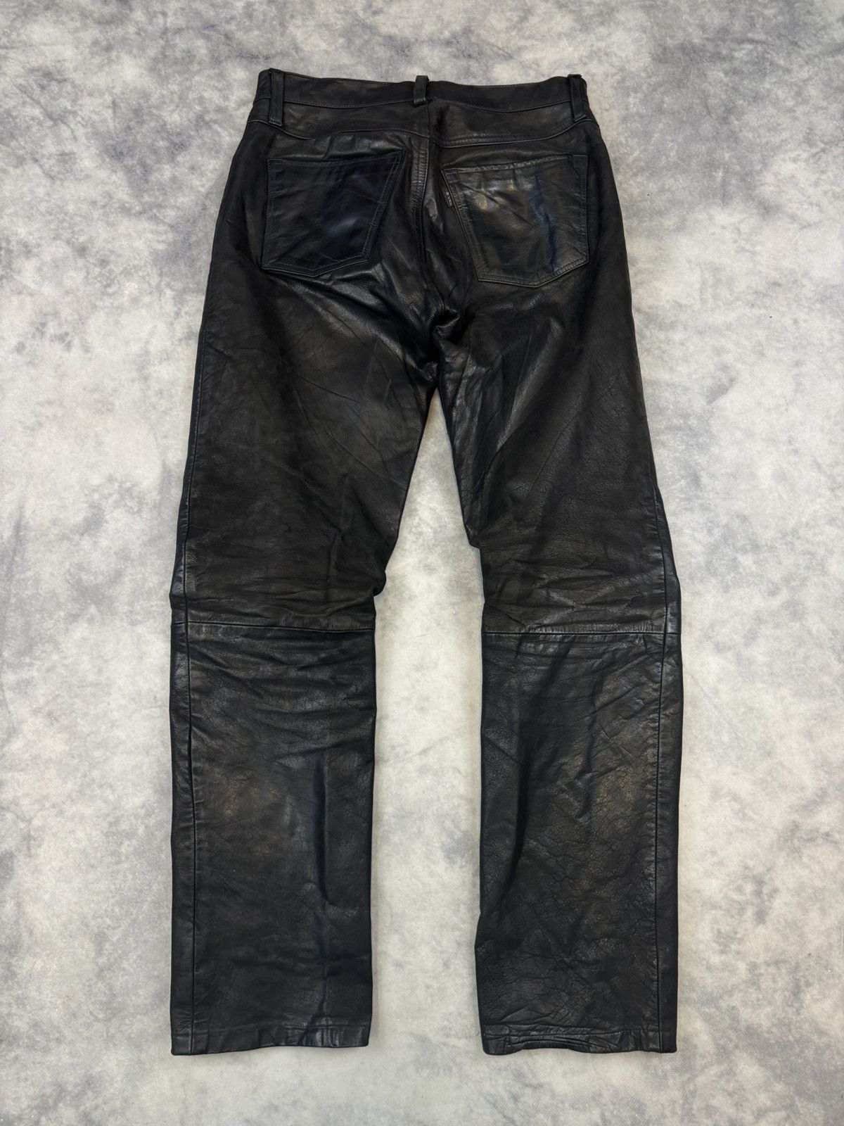 Vintage black leather pants opium affliction punk metal rock