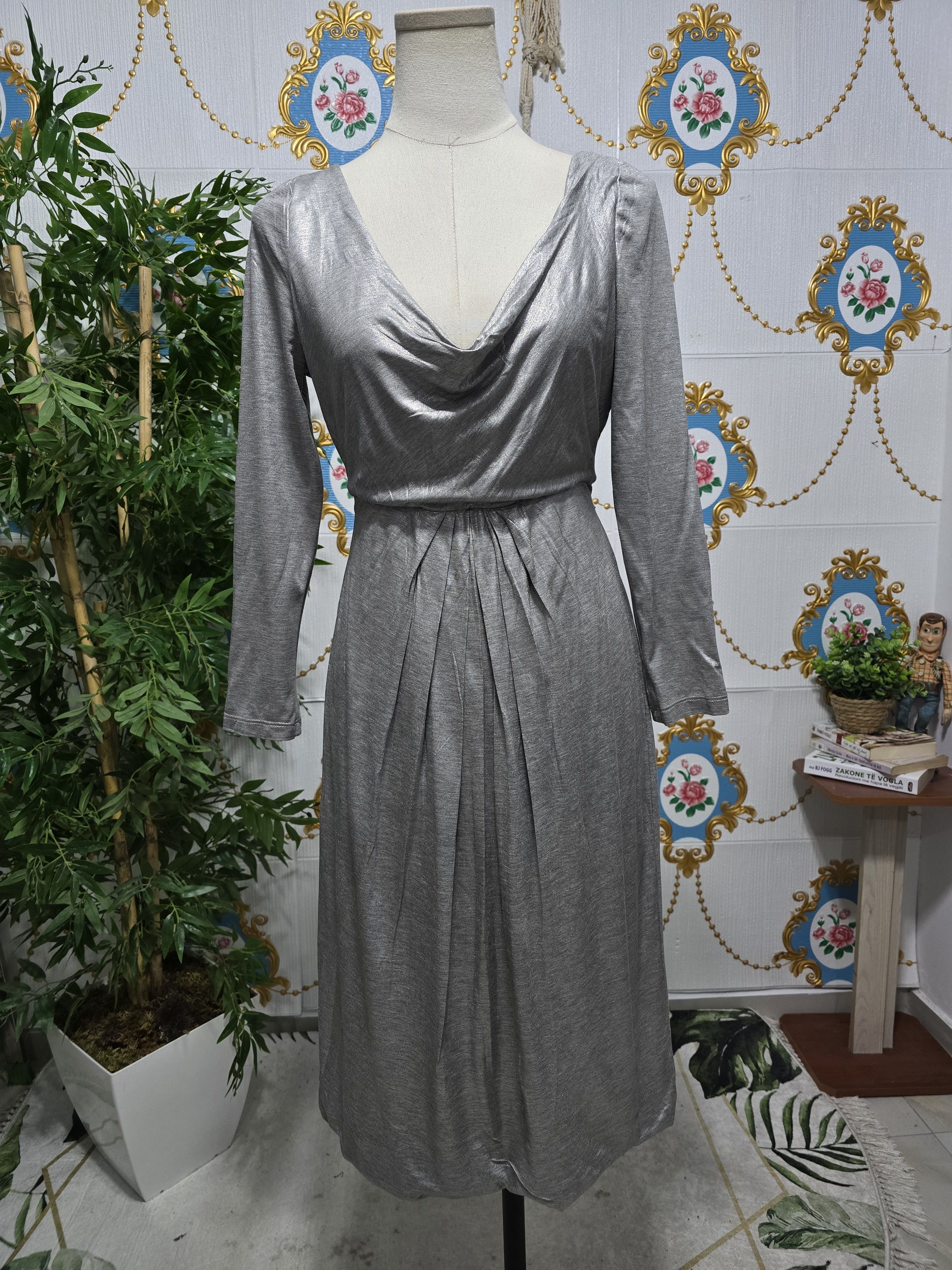 Max Mara IBLUES by MaxMara silver metallic dress Size XL / US 12-14 / IT 48-50 - 1 Thumbnail