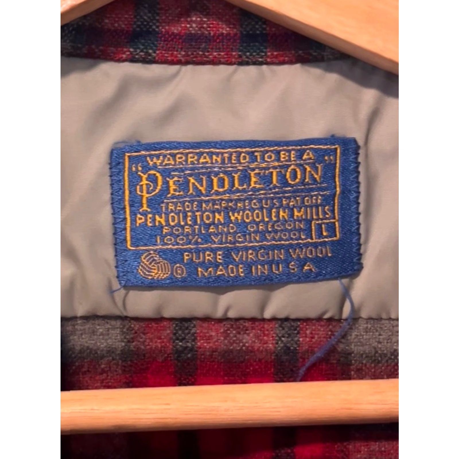 Pendleton VINTAGE Pendleton Board Shirt Jacket Shacket Red Plaid Wool Loop Collar Men’s L USA Size US L / EU 52-54 / 3 - 6 Thumbnail