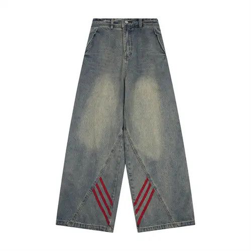 VIBE Punk distressed washed webbing striped straight jeans Size US 34 / EU 50 - 4 Thumbnail