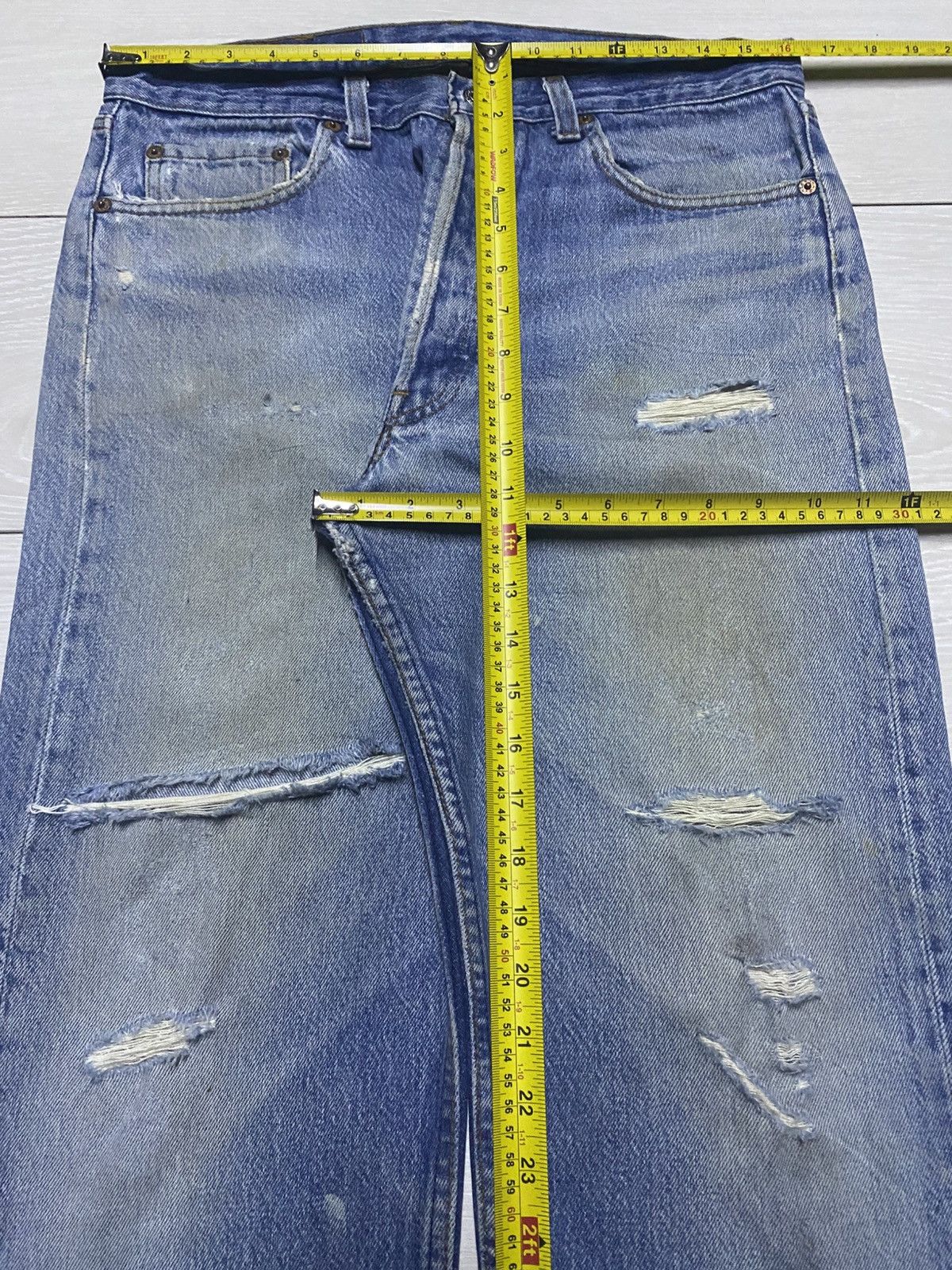 Levi's Vintage Levis 501 90s ButtonFly 522 Distressed Jeans Size US 32 / EU 48 - 17 Thumbnail