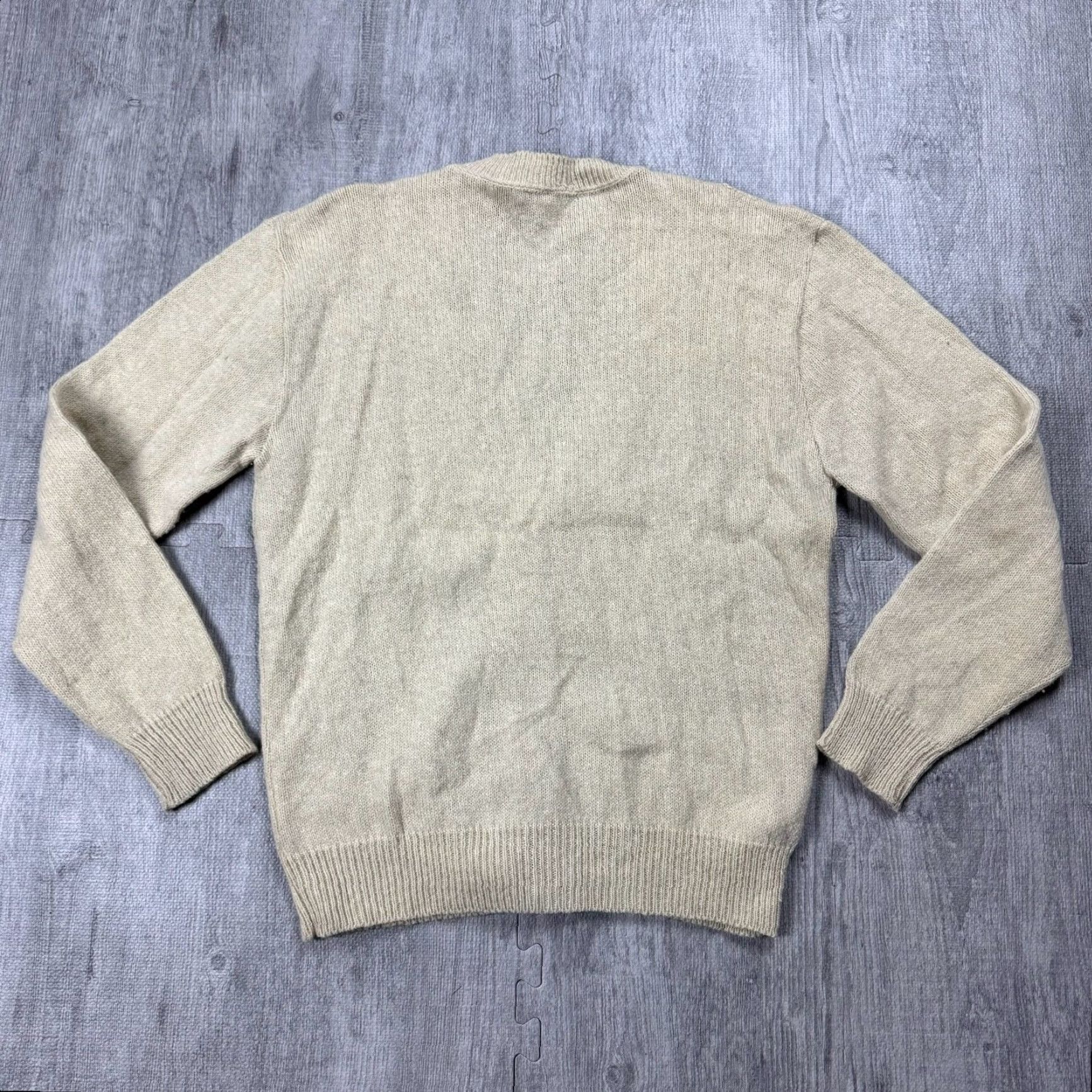 Vintage VINTAGE Lambswool Cable Knit Cardigan Sweater Oatmeal Adult Large Preppy Mens Size US L / EU 52-54 / 3 - 6 Thumbnail