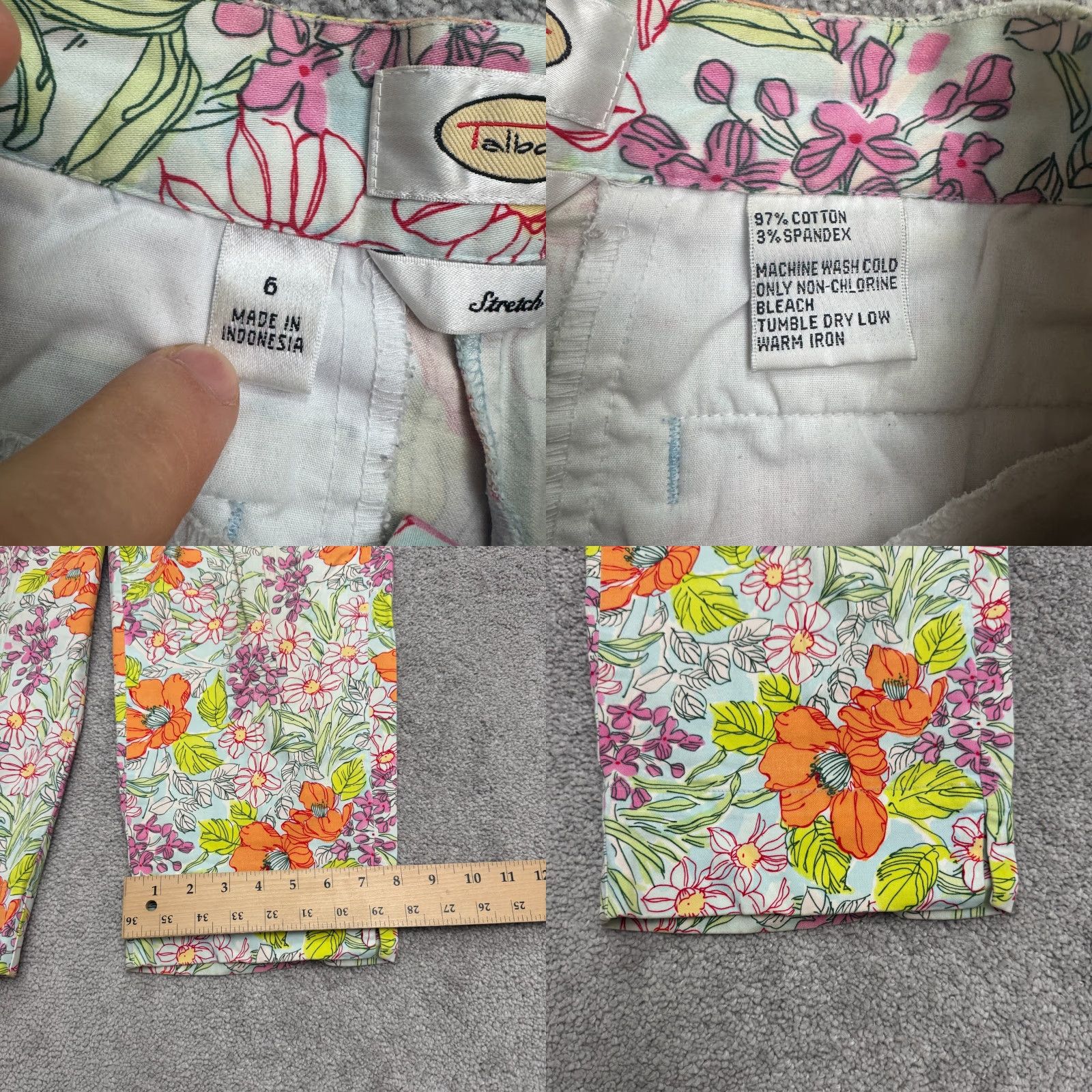Talbots Talbots Pants Cropped Chino Multicolor Floral Stretch Cotton Blend Womens 6 Regular Inseam 25 in Straight Size 28" / US 6 / IT 42 - 8 Thumbnail