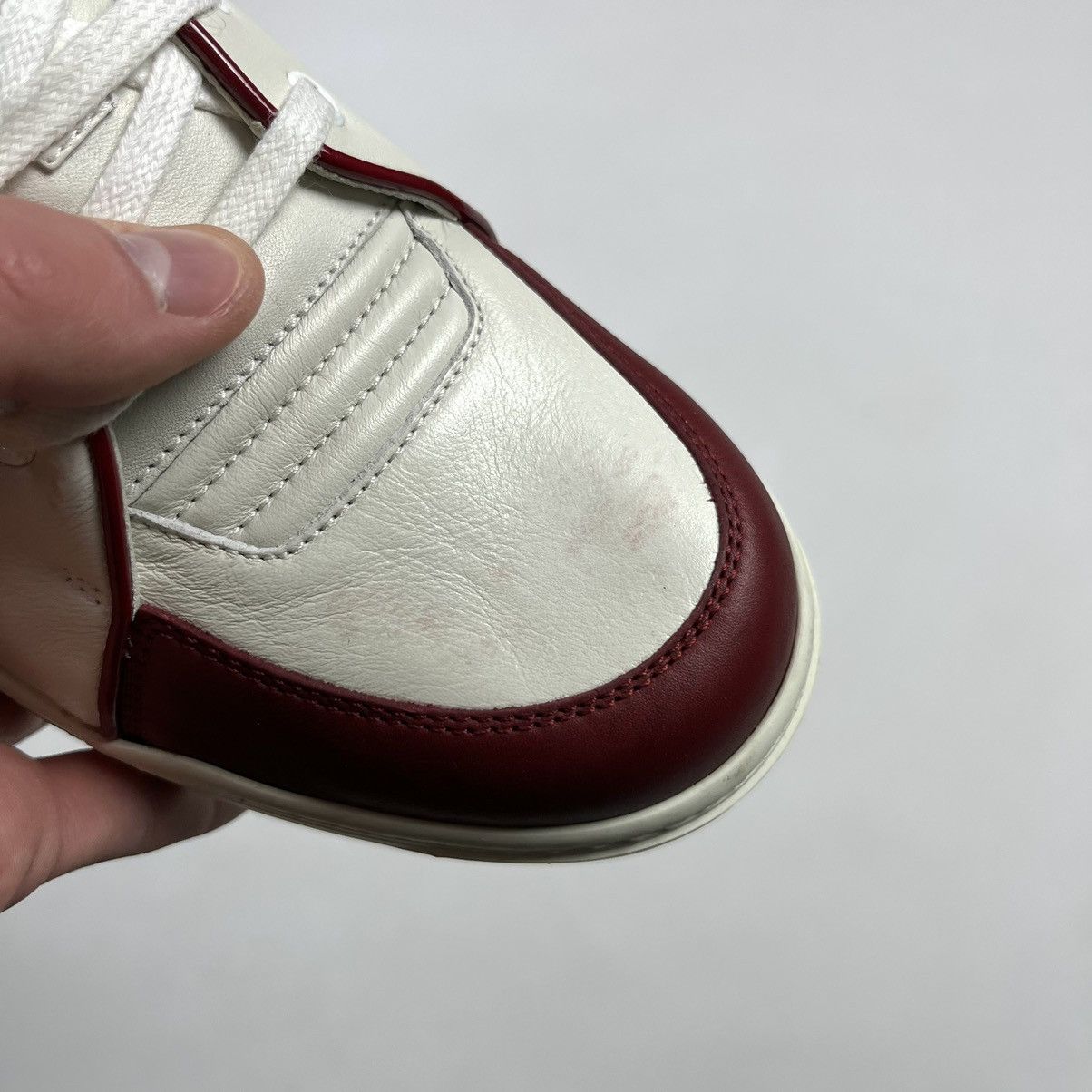 Gucci Gucci Luxury Hi-Top Sneakers Leather Red White Size US 7 / EU 40 - 10 Thumbnail