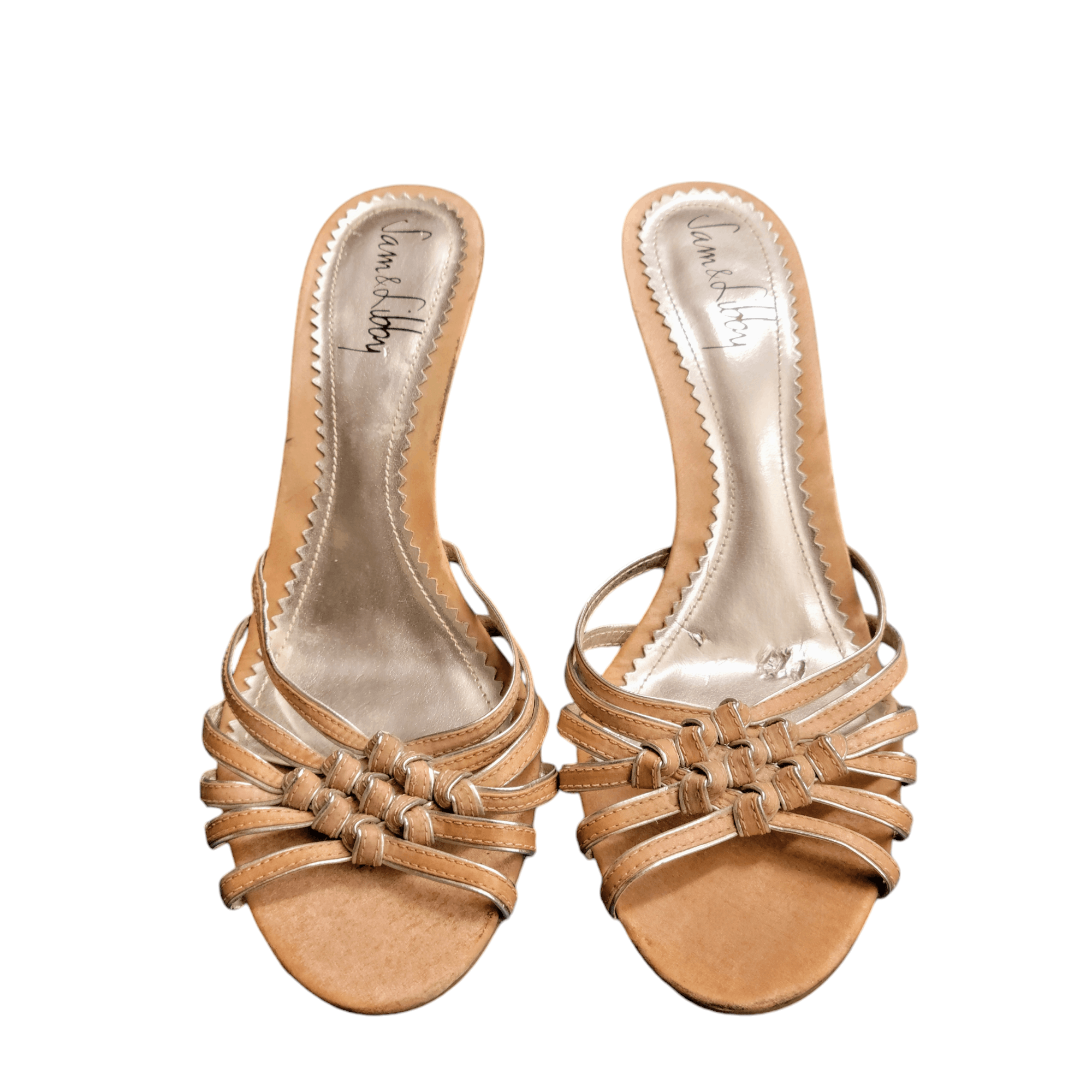 NBDN Nobrandedon Sam & Libby Tan & Silver Heel Slides Mules Shoes Size US 8 / IT 38 - 3 Thumbnail