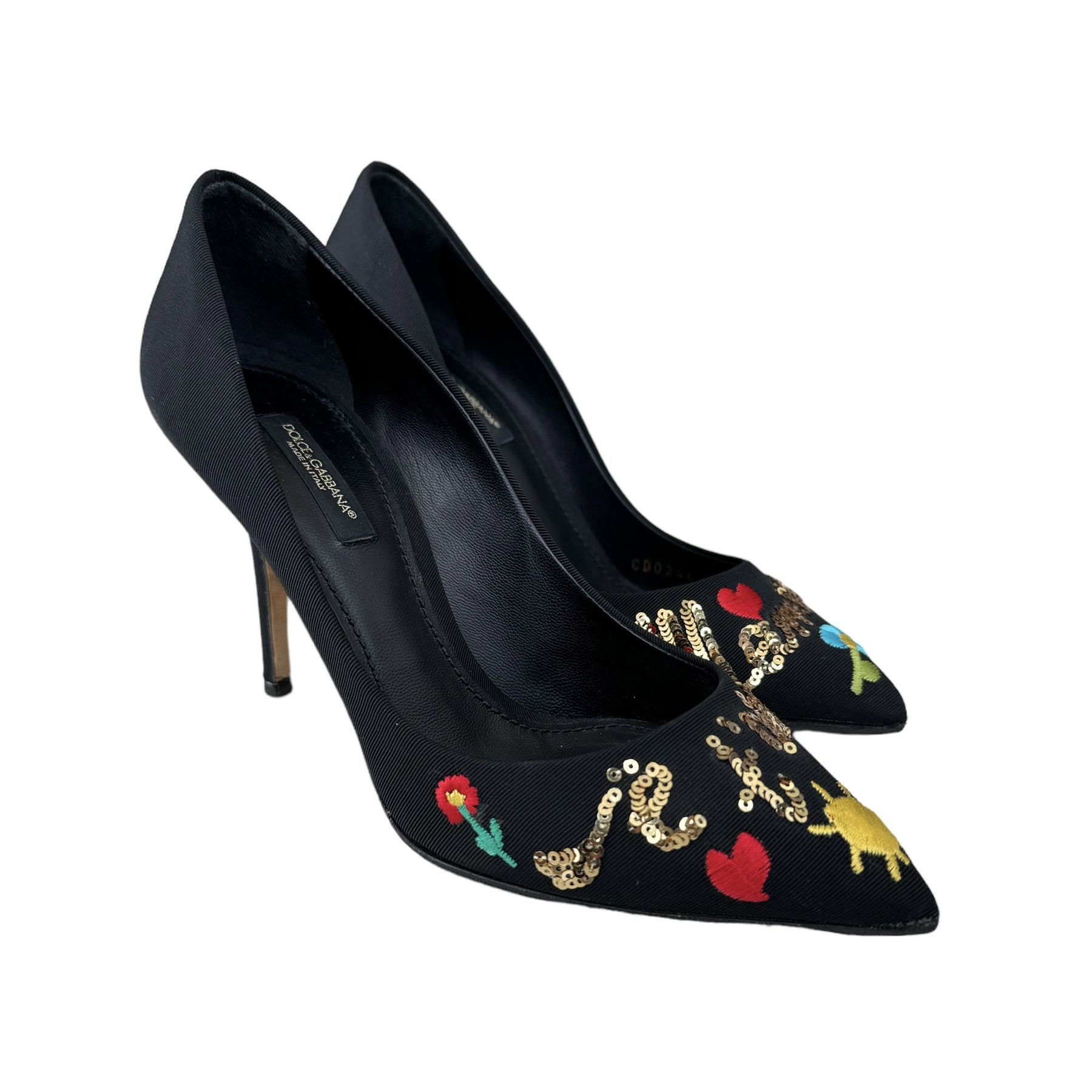 Dolce & Gabbana Dolce & Gabbana Je Taime Maman Sequined Embroidered Pumps Size US 7 / IT 37 - 1 Thumbnail