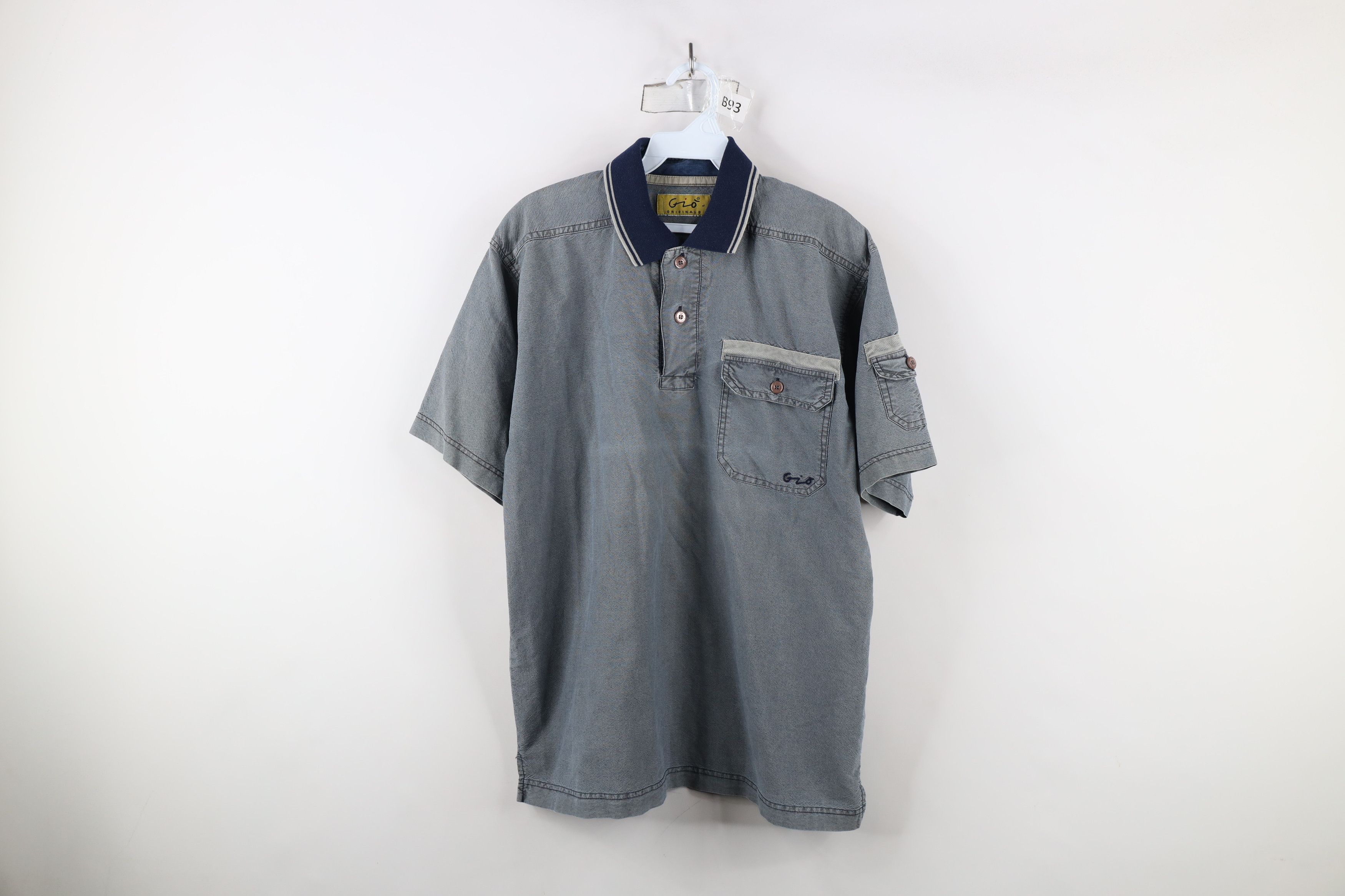 Vintage Vintage 90s Streetwear Stonewash Collared Polo Shirt Blue Size US L / EU 52-54 / 3 - 1 Thumbnail