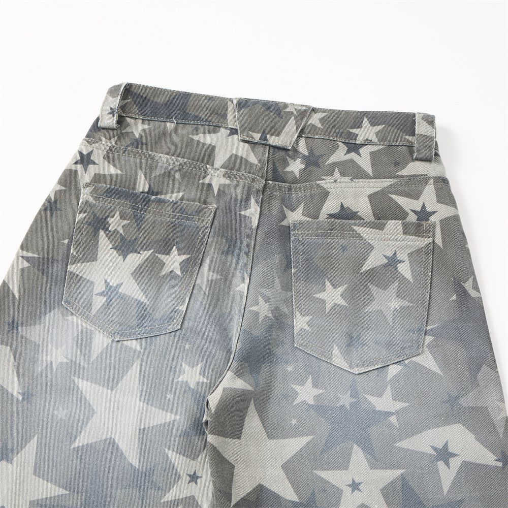 Vintage Men's trendy loose wide-leg star camouflage scimitar jeans Size US 32 / EU 48 - 4 Thumbnail