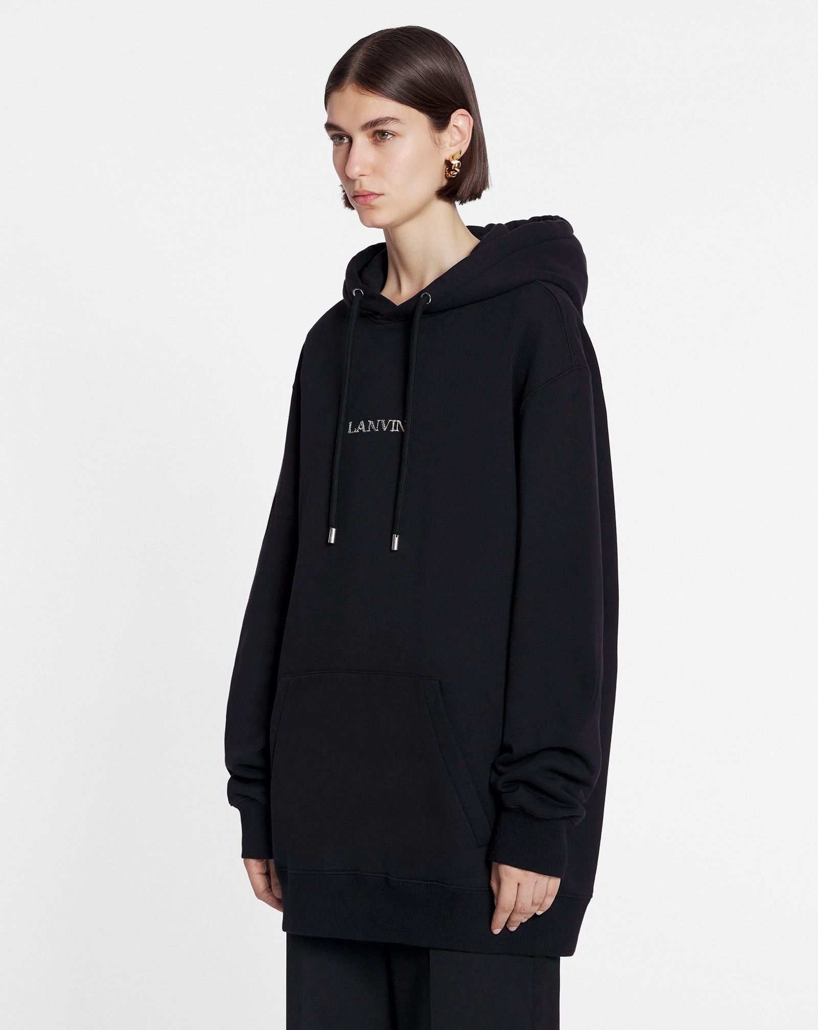 Lanvin o1mle0825 Unisex Loose-Fitting Logo Hoodie in Black Size US M / EU 48-50 / 2 - 4 Thumbnail