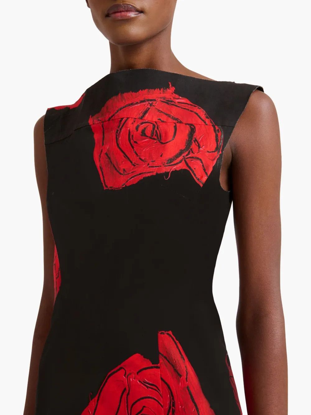 Marni o1w1db10426 Rose-Print Mermaid Dress in Black Size L / US 10 / IT 46 - 4 Thumbnail