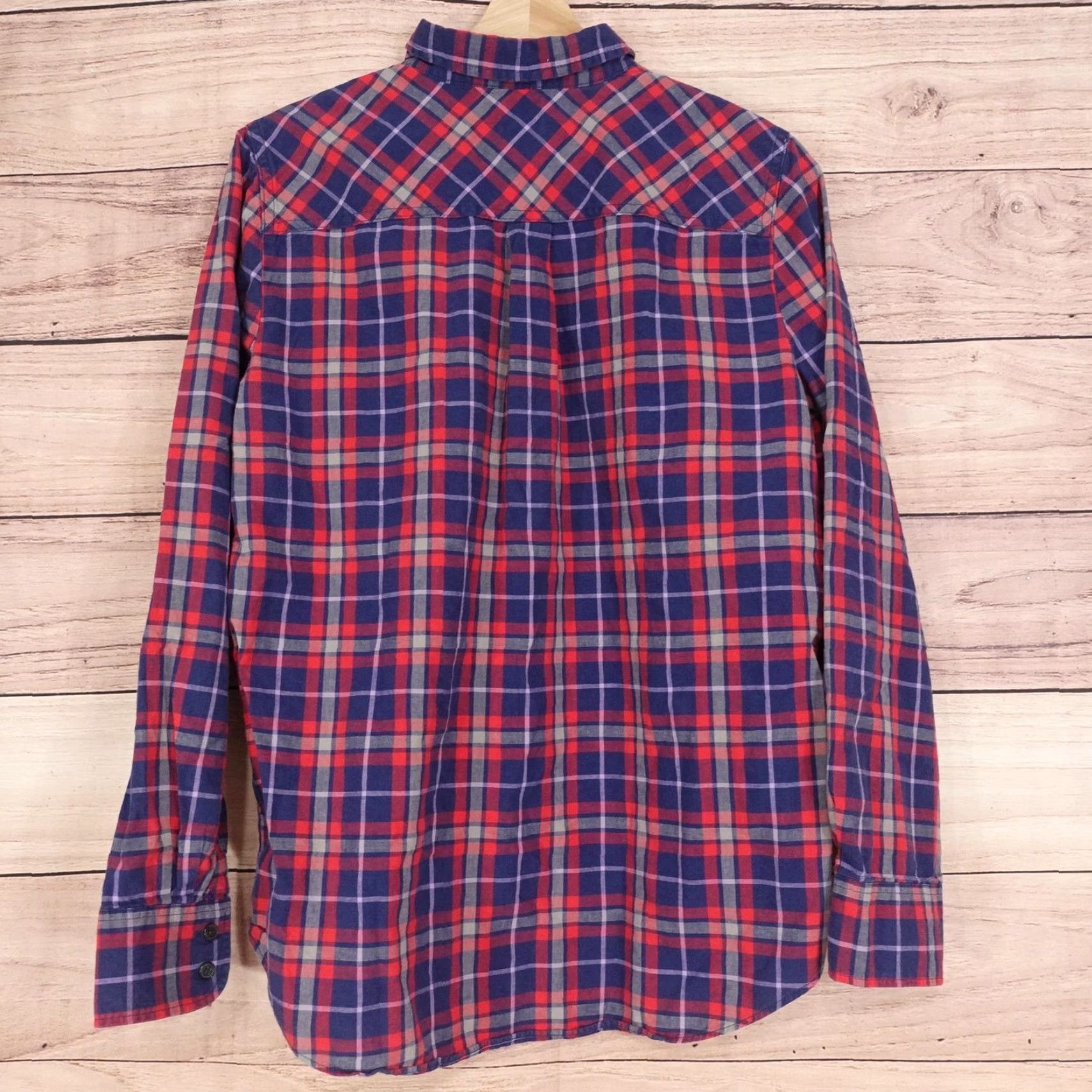 J.Crew J.CREW Shirt Womens L Blue Red Plaid Button-Up Boy Fit Long Sleeve Casual 100% Cotton Ladies Size L / US 10 / IT 46 - 4 Thumbnail