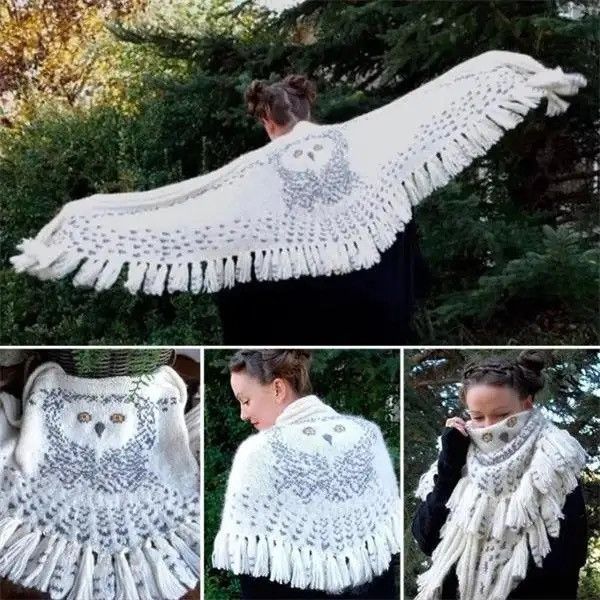 Vintage Retro Owl Scarf Hedwig Size ONE SIZE - 3 Thumbnail
