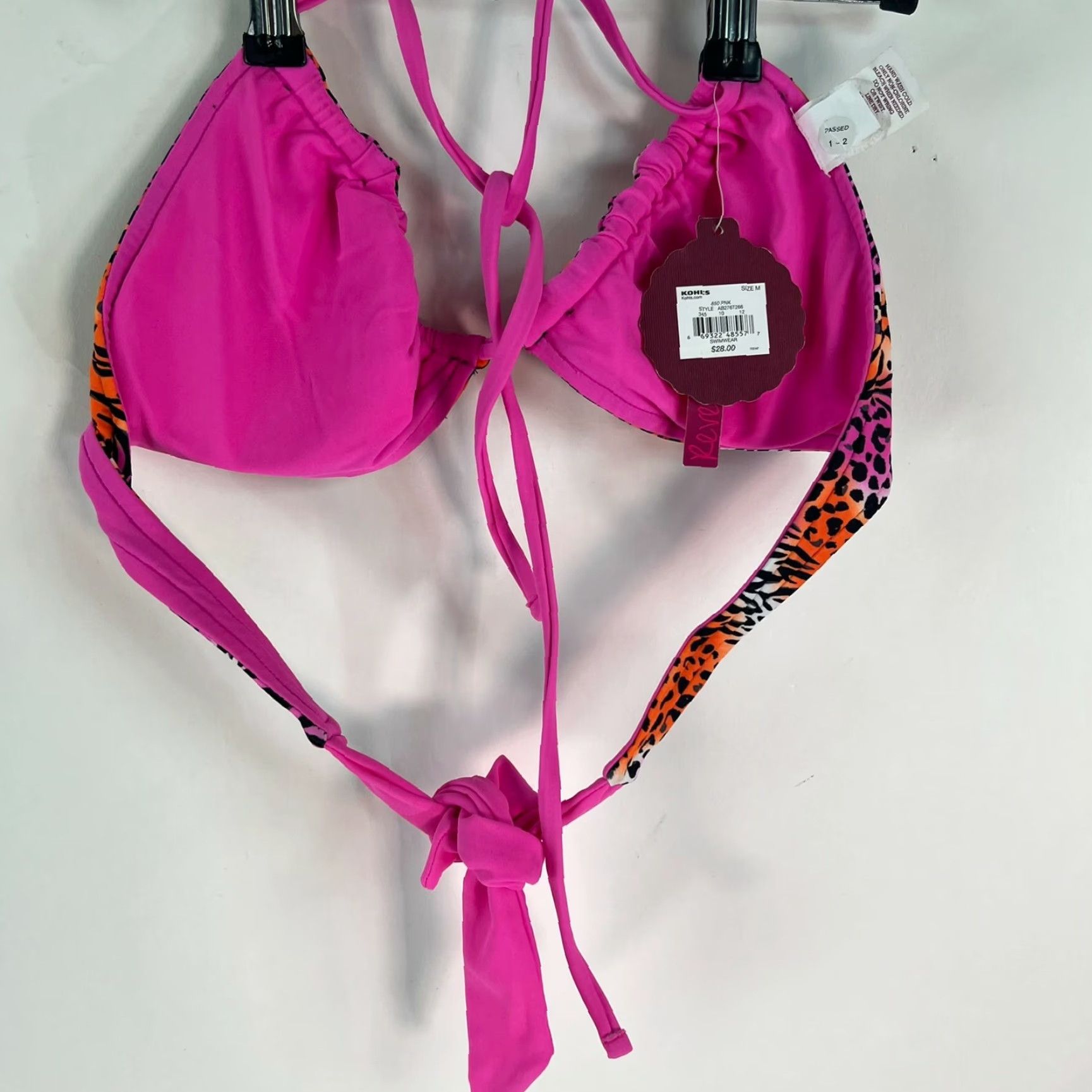 Apt. 9 Apt. 9 Bikini Top Women Twist Front Bandeau Pink Leopard Size M Padded Adjustable Straps Beach Size M / US 6-8 / IT 42-44 - 4 Thumbnail