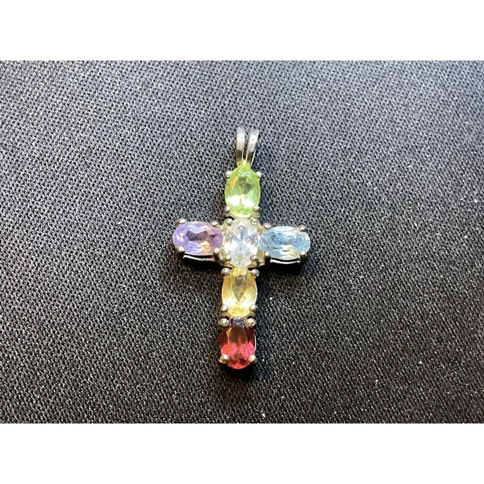Other 925 Silver Citrine Topaz Perido Amethyst Garnet Cross Size ONE SIZE - 2 Thumbnail