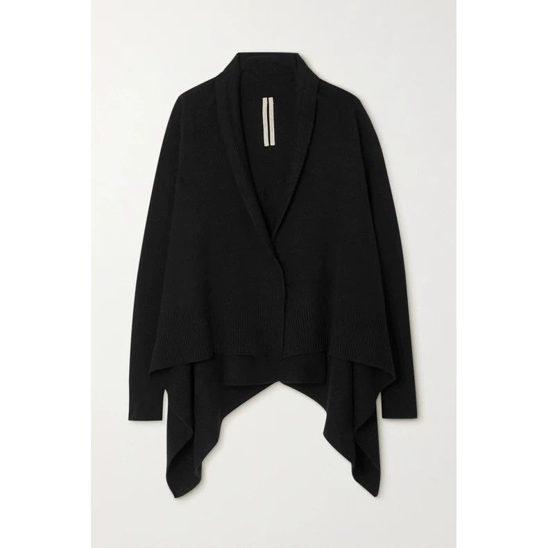 Rick Owens Black Wool Blend Cardigan