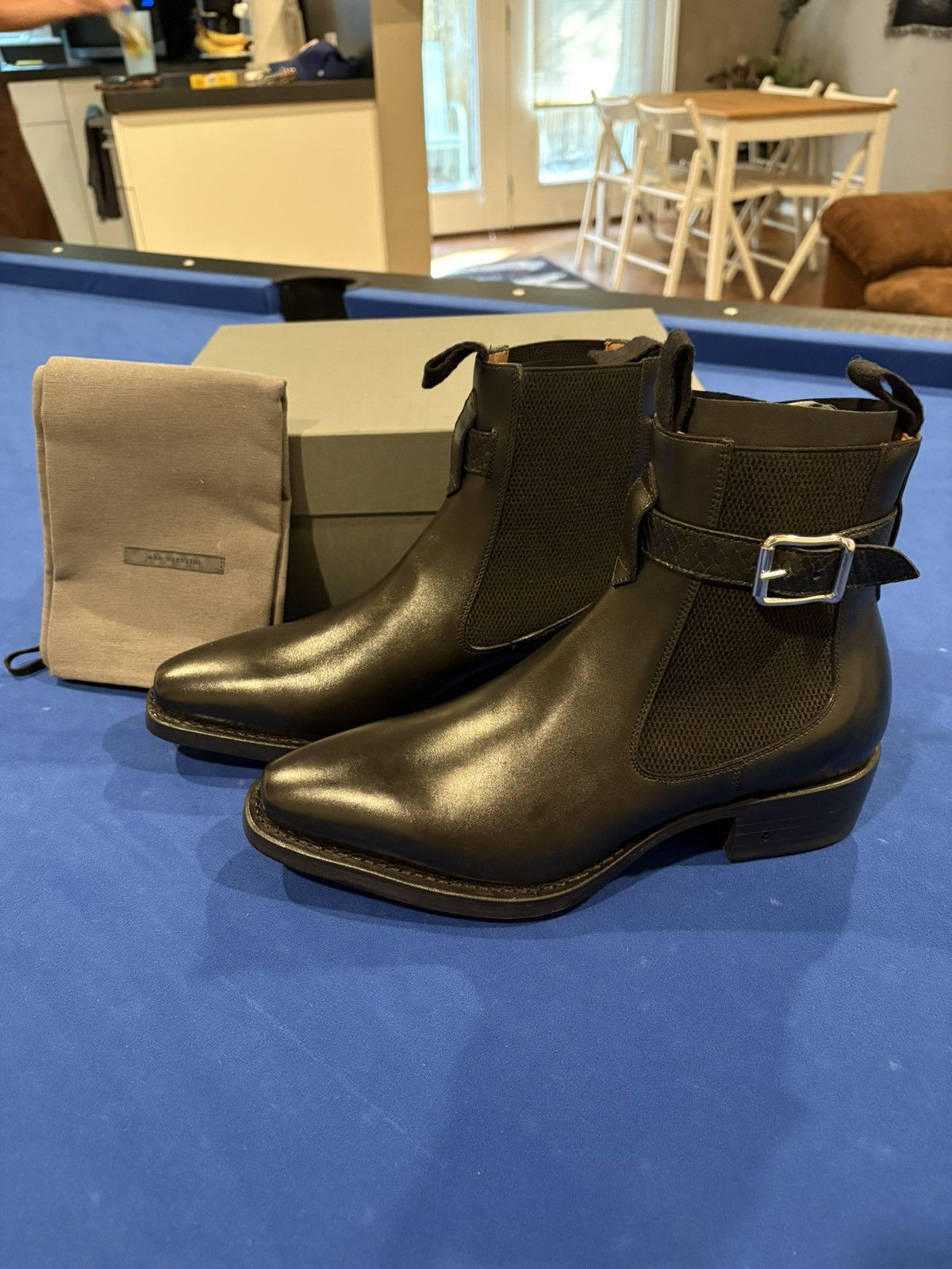 John Varvatos Black Cow Leather Chelsea Boot Size US 8.5 / EU 41-42 - 2 Thumbnail