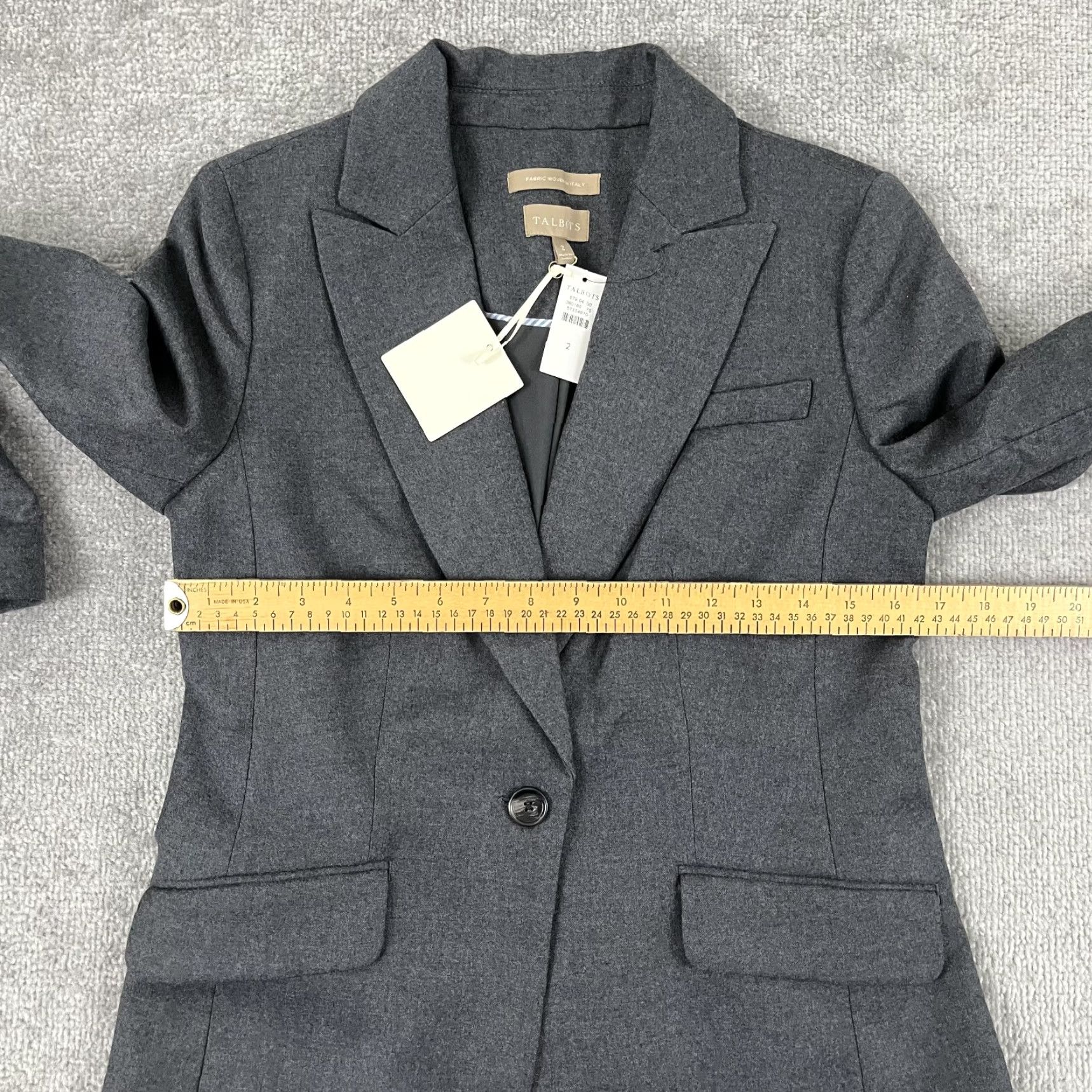 Talbots Talbots Blazer Jacket Womens Size 2 Gray Wool Notched 1-Button Woven Italy NEW Size XS / US 0-2 / IT 36-38 - 6 Thumbnail