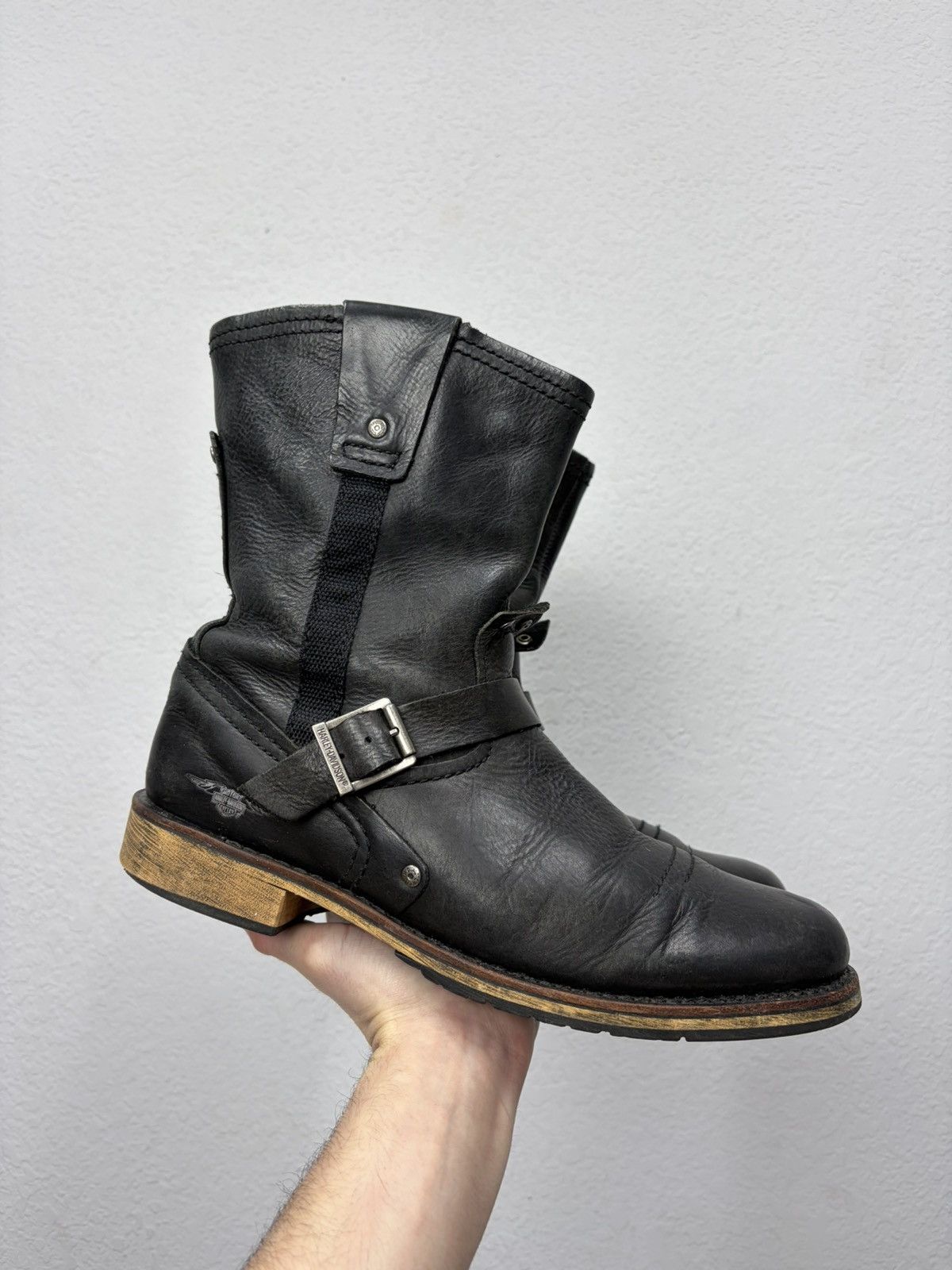 If Six Was Nine Vintage Harley Davidson Guidi Style High Leather Biker Boots Size US 11 / EU 44 - 3 Thumbnail