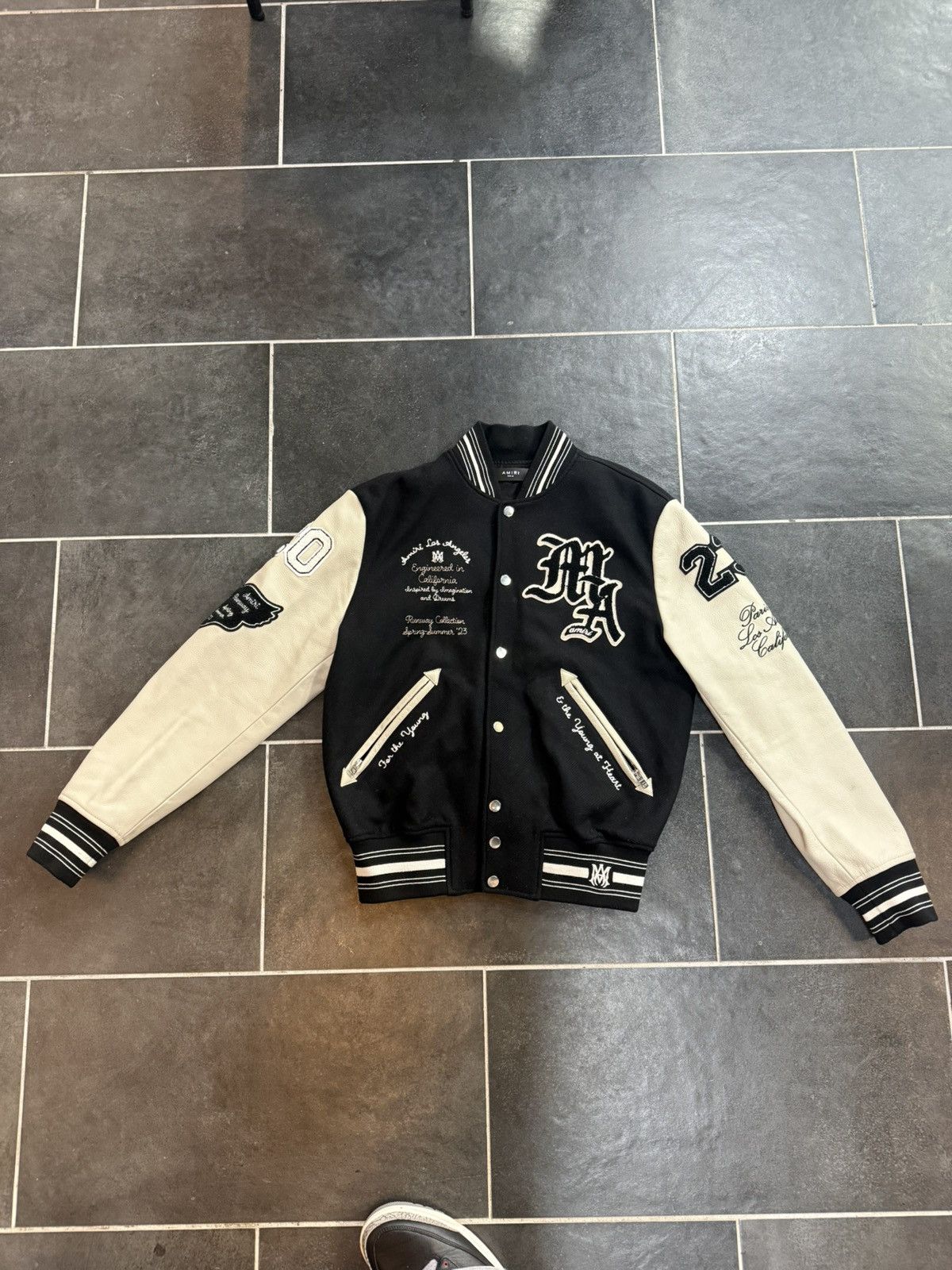 Amiri AMIRI OVERSIZED VARSITY LEATHER WOOL JACKET (BLACK) 46 Size US S / EU 44-46 / 1 - 1 Thumbnail