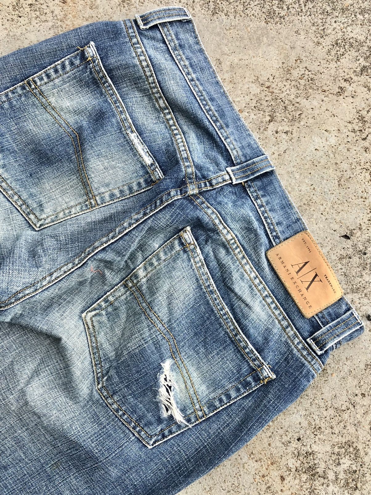 Armani Exchange FLARED BUTTON FLY WASHED BLUE DENIM Size US 31 - 6 Thumbnail
