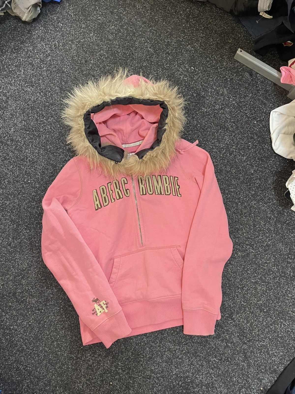 Abercrombie & Fitch Japanese 2000s Faux fur hoodie Y2K Lgb