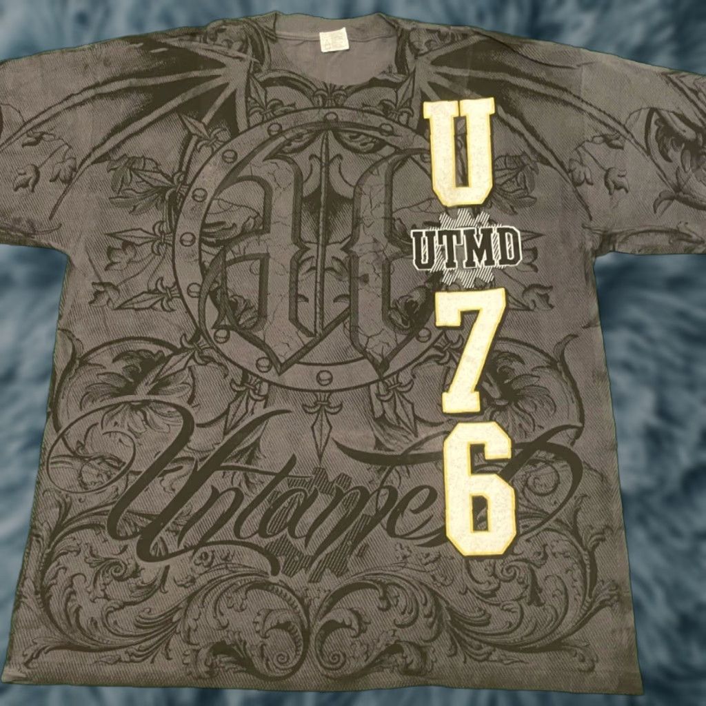Logo 7 VINTAGE Untamed MMA All Over Print Wings Grunge Punk VTG Shirt Mens XL Gray Logo T-Shirt Size US XL / EU 56 / 4 - 1 Thumbnail