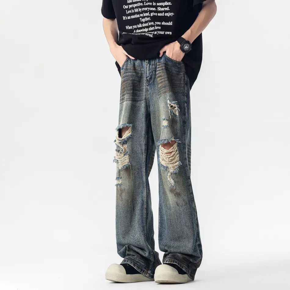 Japanese Brand Retro loose splashed ink ripped jeans Size US 32 / EU 48 - 4 Thumbnail