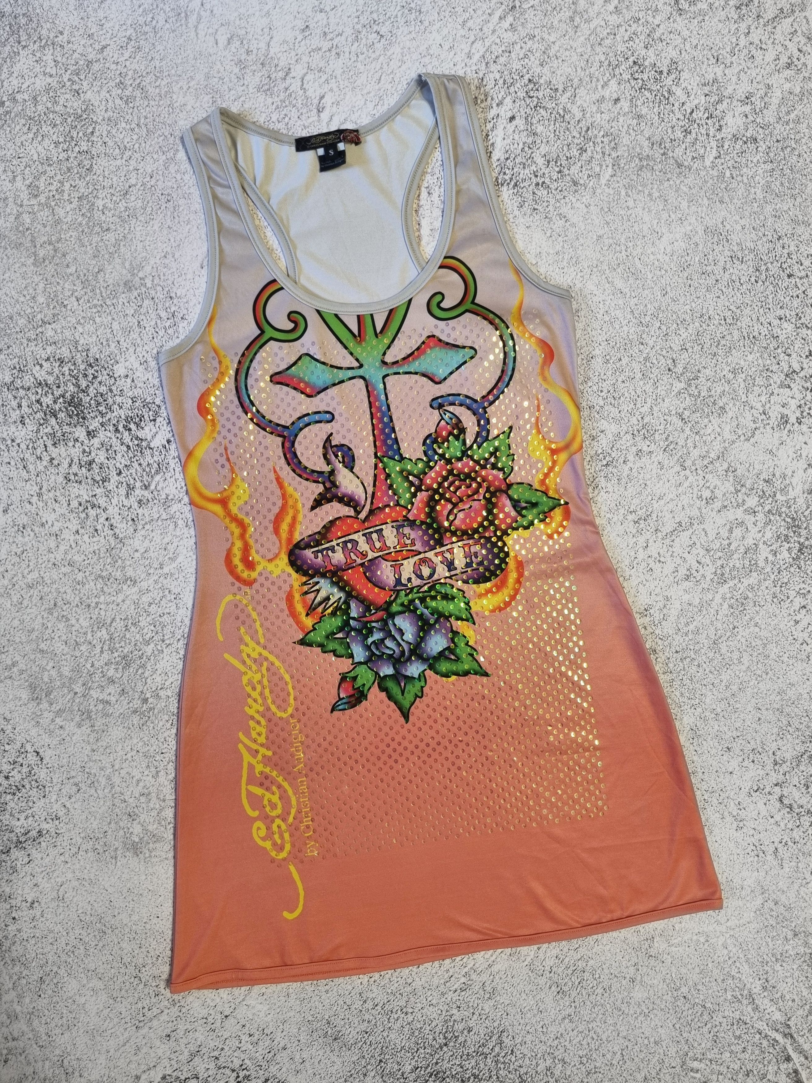 Christian Audigier × Ed Hardy × Vintage Vintage Ed Hardy True Love Y2K Mini Dress Size S / US 4 / IT 40 - 2 Thumbnail