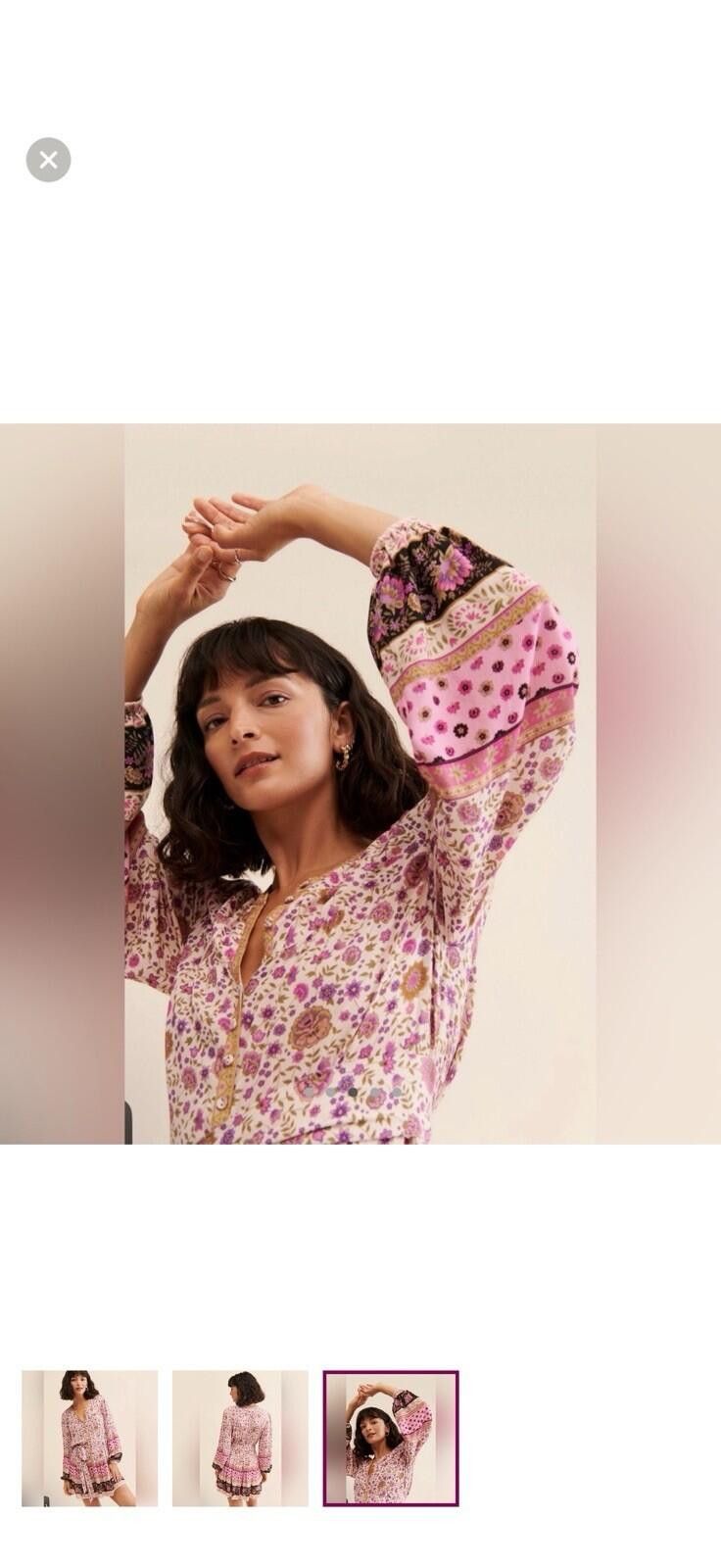 Stella McCartney Spell Pink & Purple Floral Boho Mini Dress Button Front M Size M / US 6-8 / IT 42-44 - 3 Thumbnail