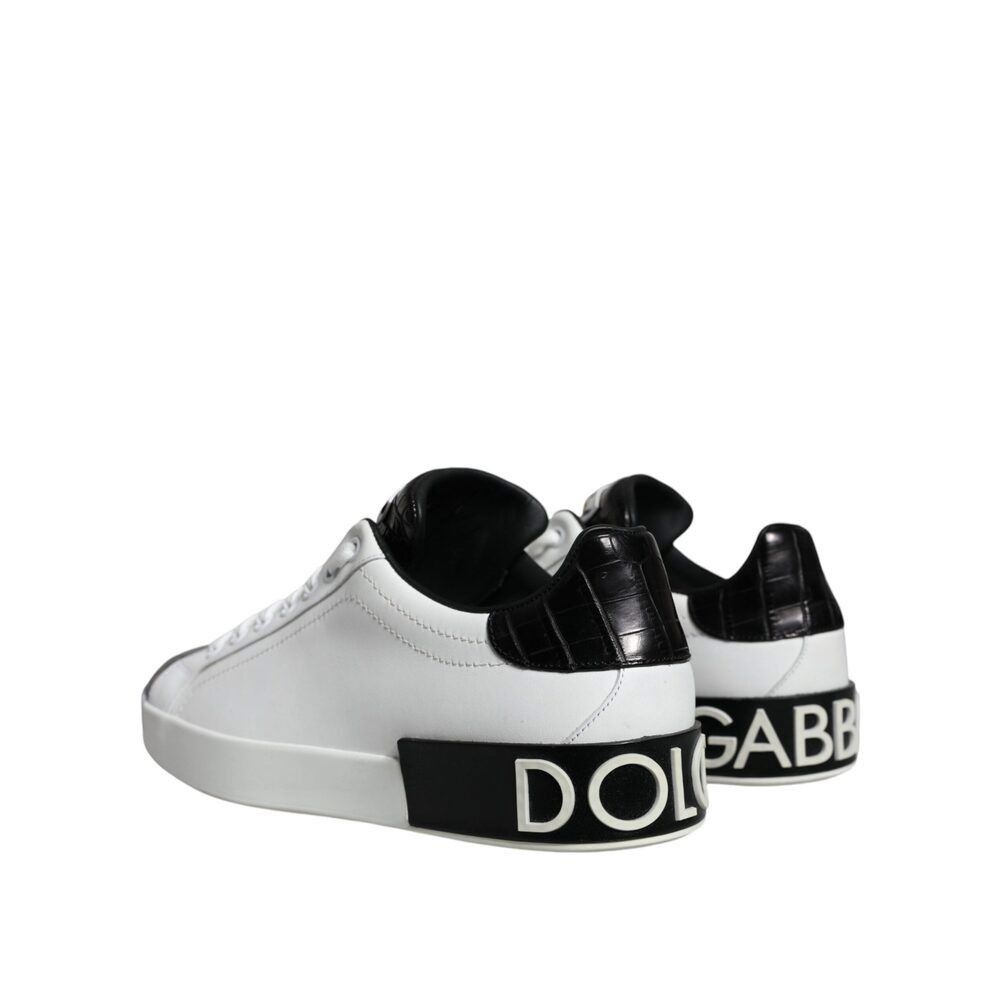 Dolce & Gabbana Dolce & Gabbana Black Leather Logo Portofino Sneaker Shoes Size US 7 / EU 40 - 4 Thumbnail