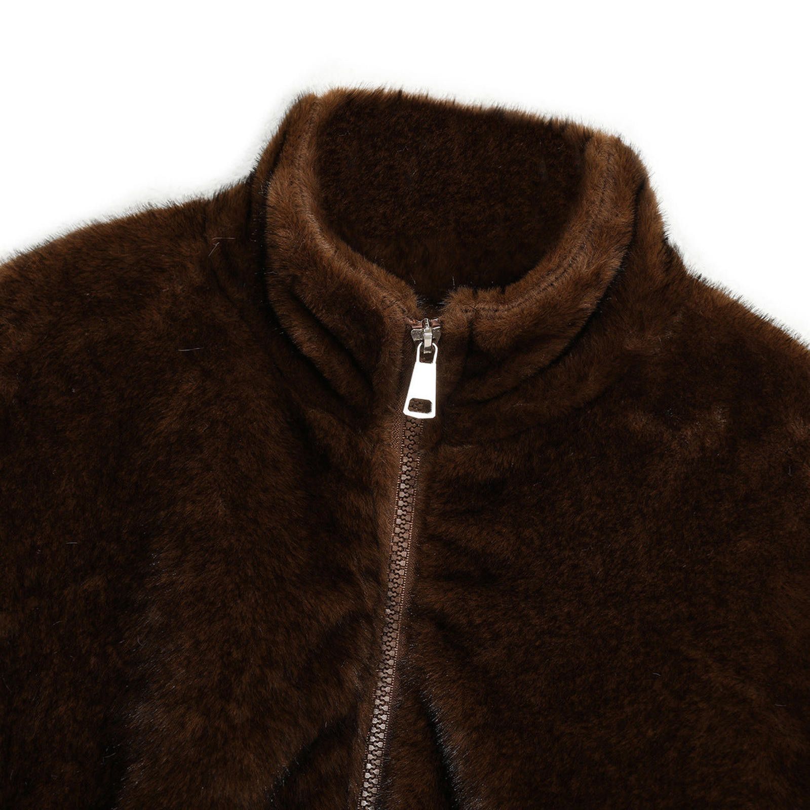 Japanese Brand Brown Faux Fur Bomber Jacket, Quilted Lining Outerwear Size US M / EU 48-50 / 2 - 2 Thumbnail