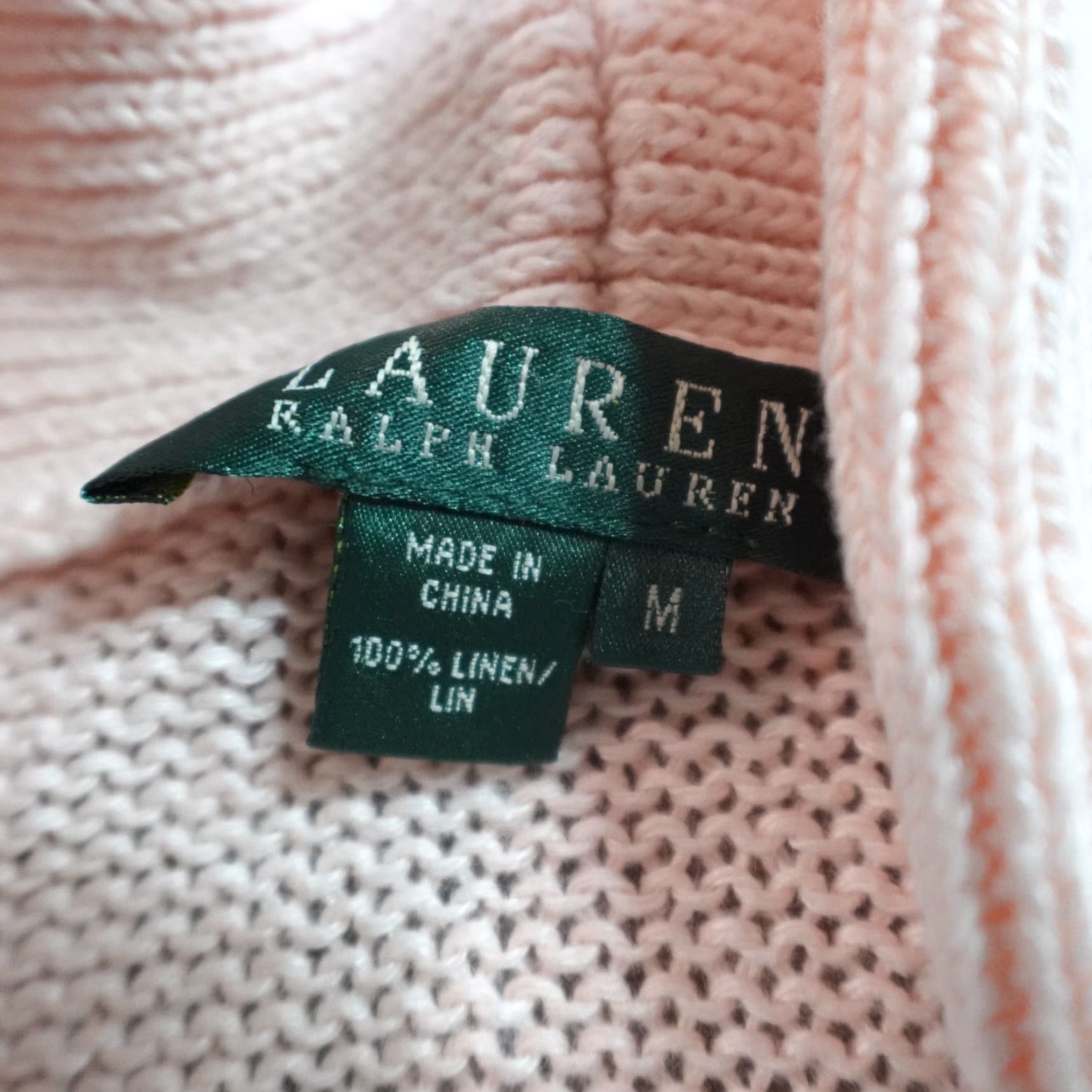 Ralph Lauren VINTAGE Lauren Ralph Lauren Sweater Cardigan Open Knit Linen Pink M Womens Medium Knitting Cardigan Open- Knit Open- Knit Linen Pink 100% Linen NEW Size M / US 6-8 / IT 42-44 - 2 Thumbnail