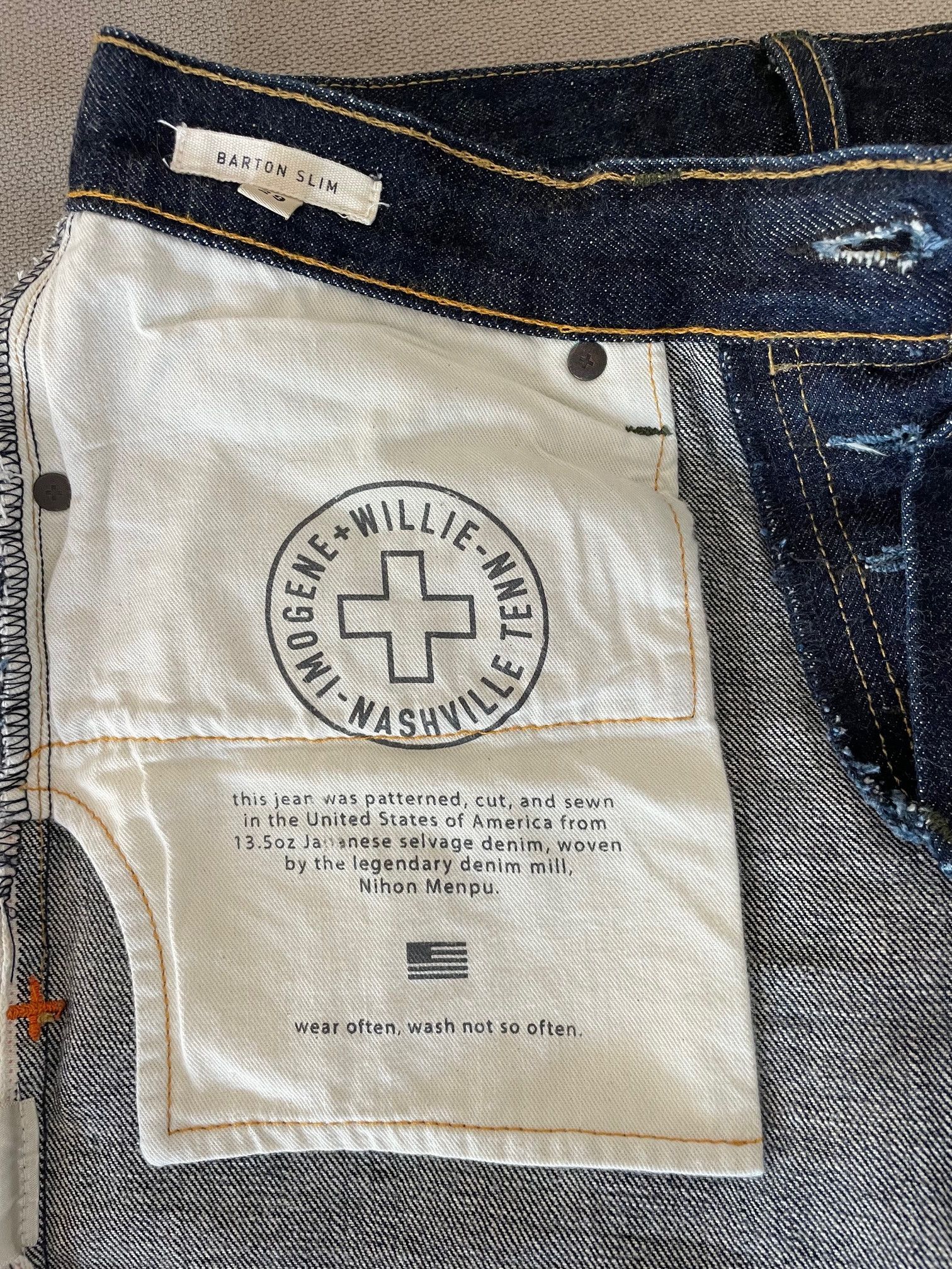 Imogene + Willie Barton Slim Japanese Selvedge Jean - Indigo Size US 29 - 4 Thumbnail